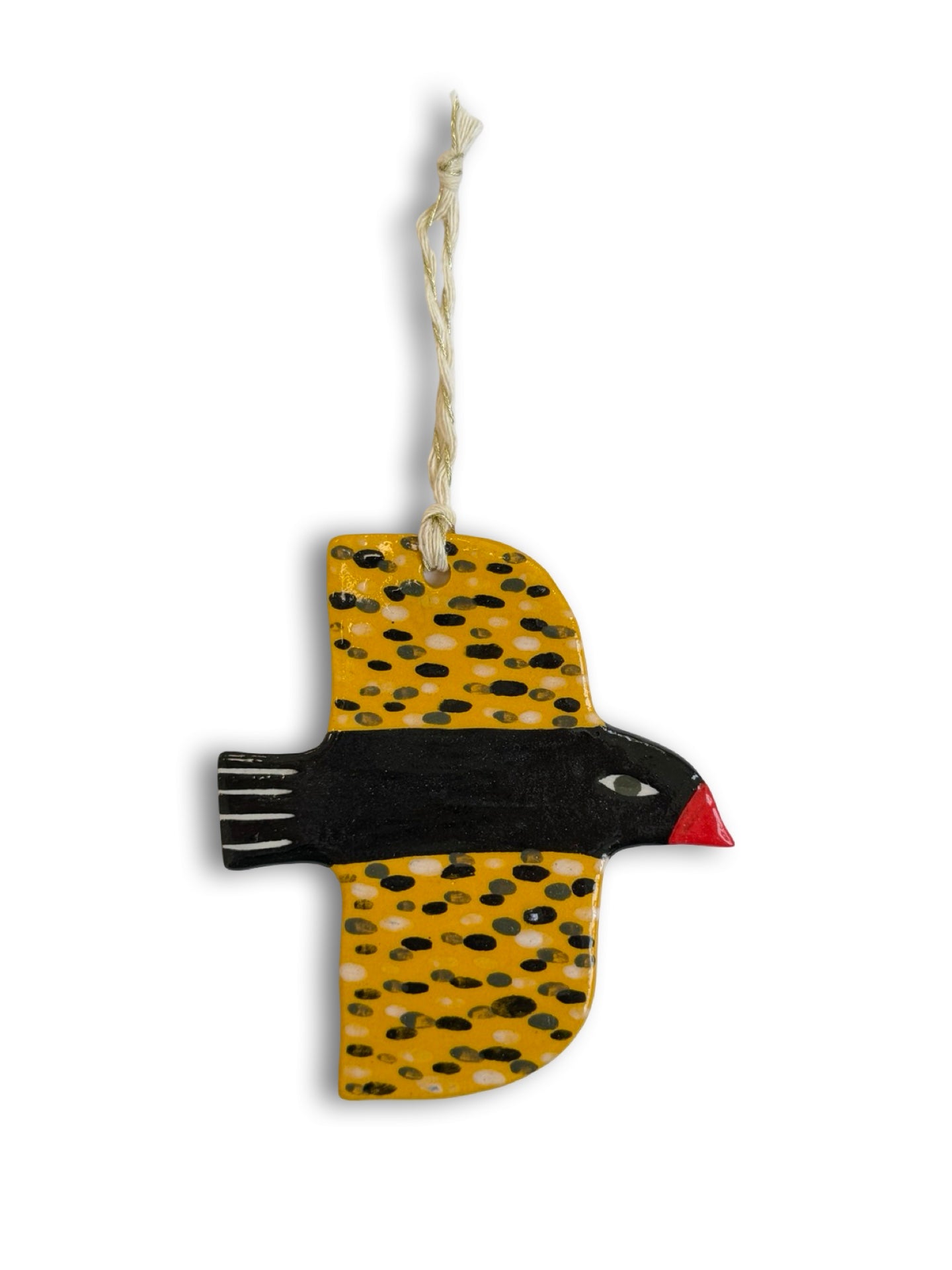Black, Yellow & Dash Ceramic Bird Decoration by Studio Soph