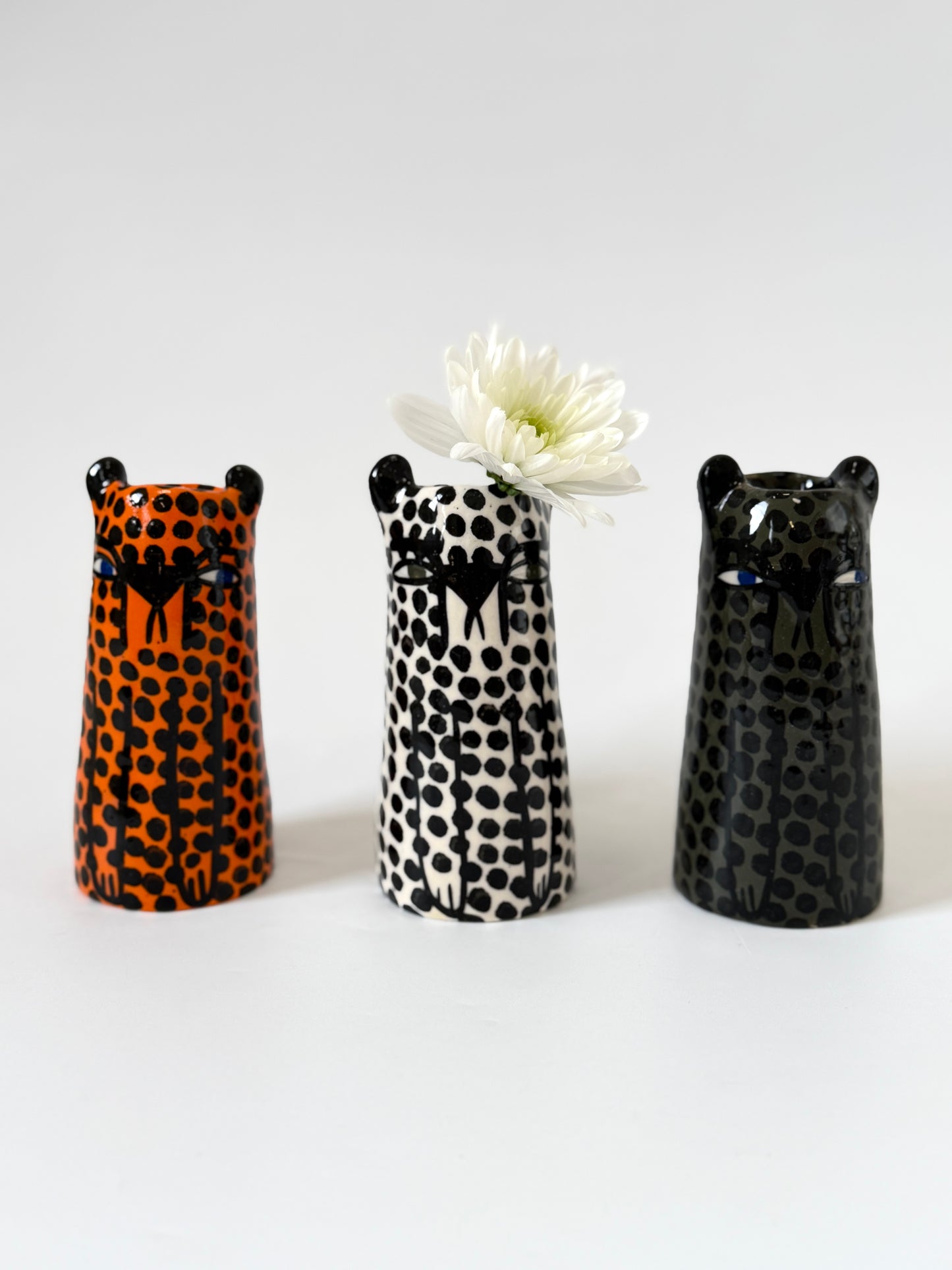 Miniature Ceramic Cheetah Vase by Studio Soph - Orange