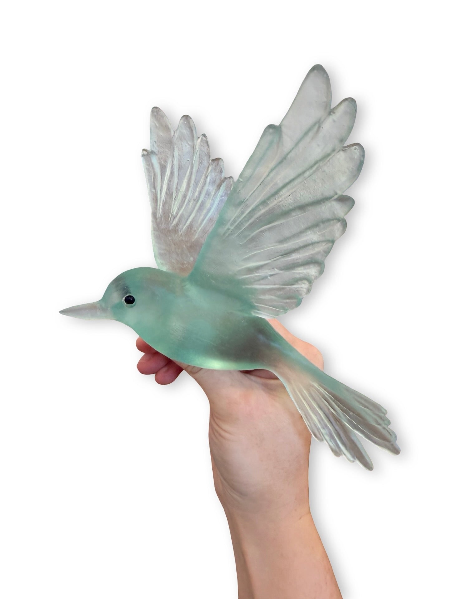 Fernbird / Mātātā - Pale Jade - Glass artwork by Luke Jacomb