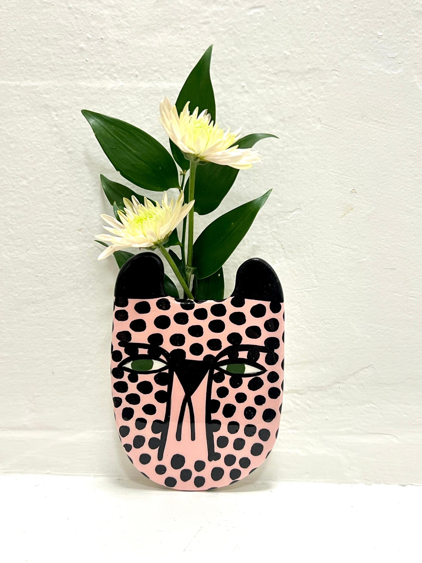 Mini Ceramic Wall Bud Vase by Studio Soph - Pink Cheetah