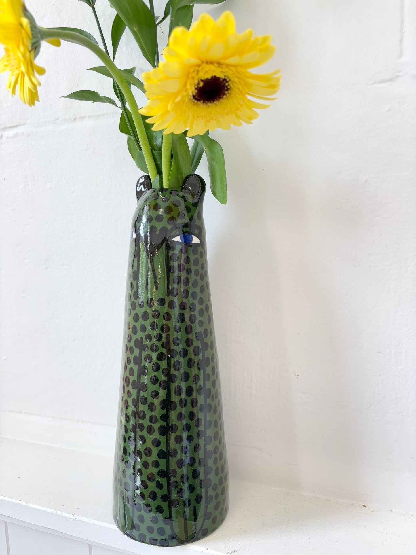 Dark Green Cheetah Vase by Studio Soph - Tall