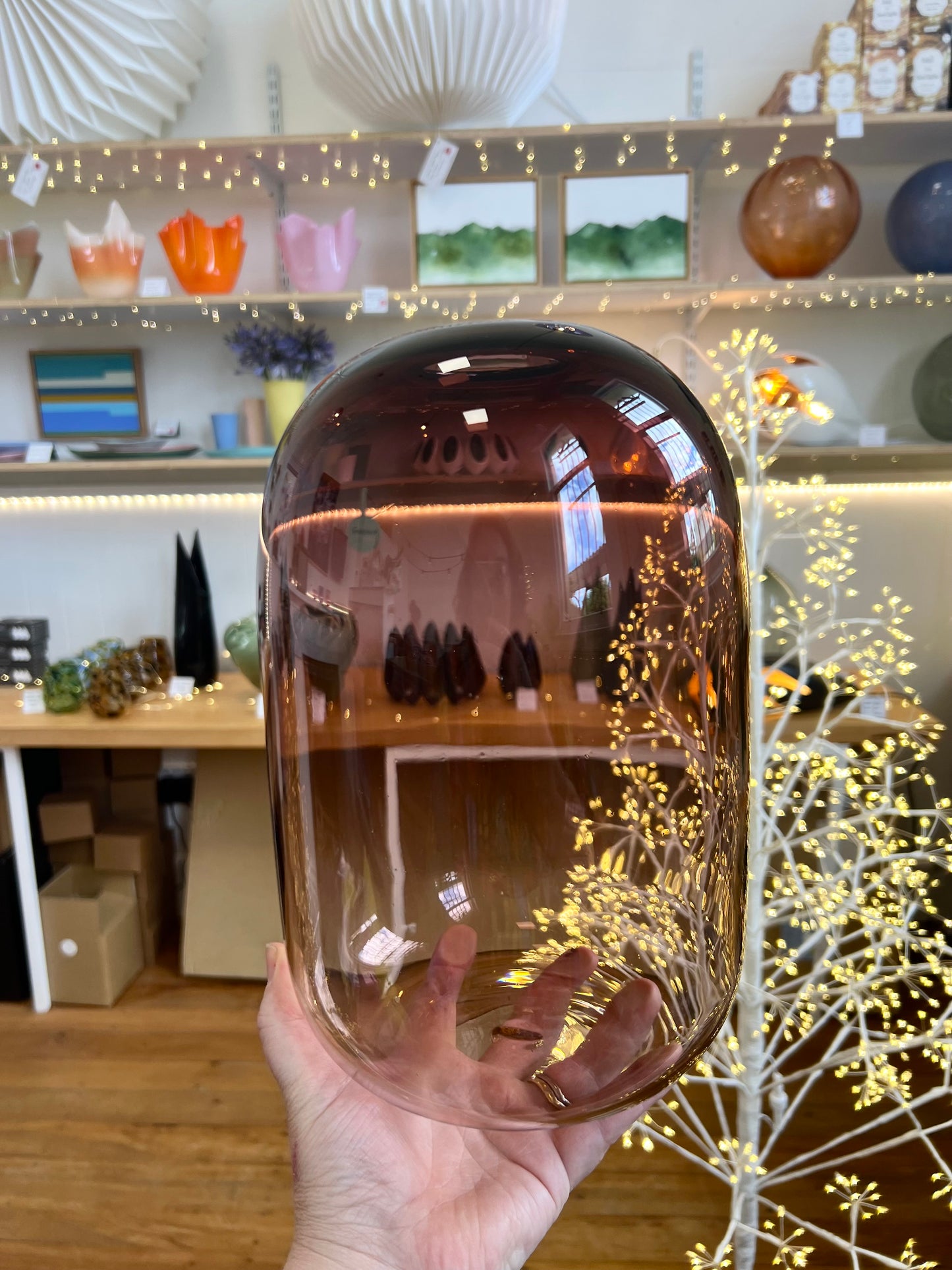 Oversize Handblown Glass Vase - Aubergine