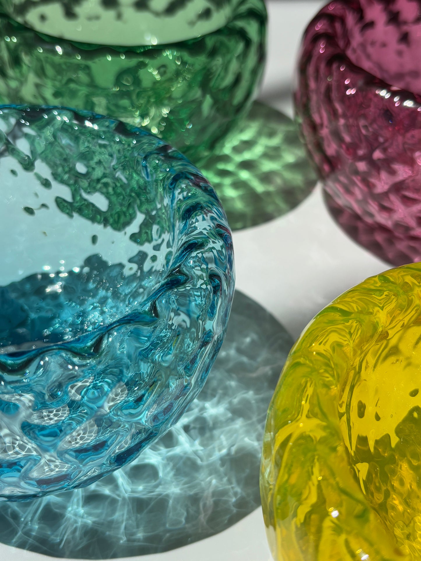 “Textured Silvio Handblown Glass Mini "Fulvio" Bowl - Spring Green