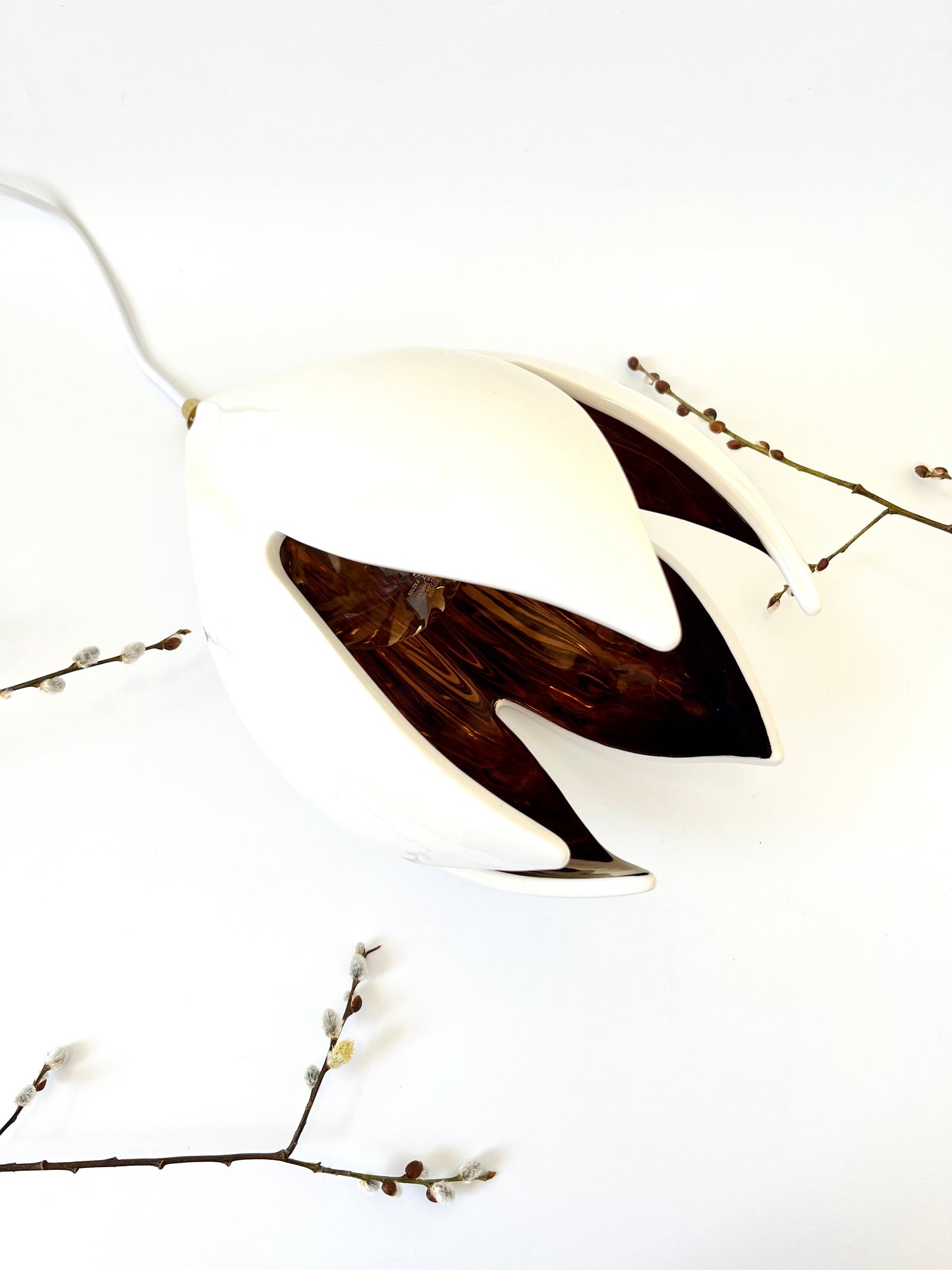 Drop Light - White with Copper Lustre