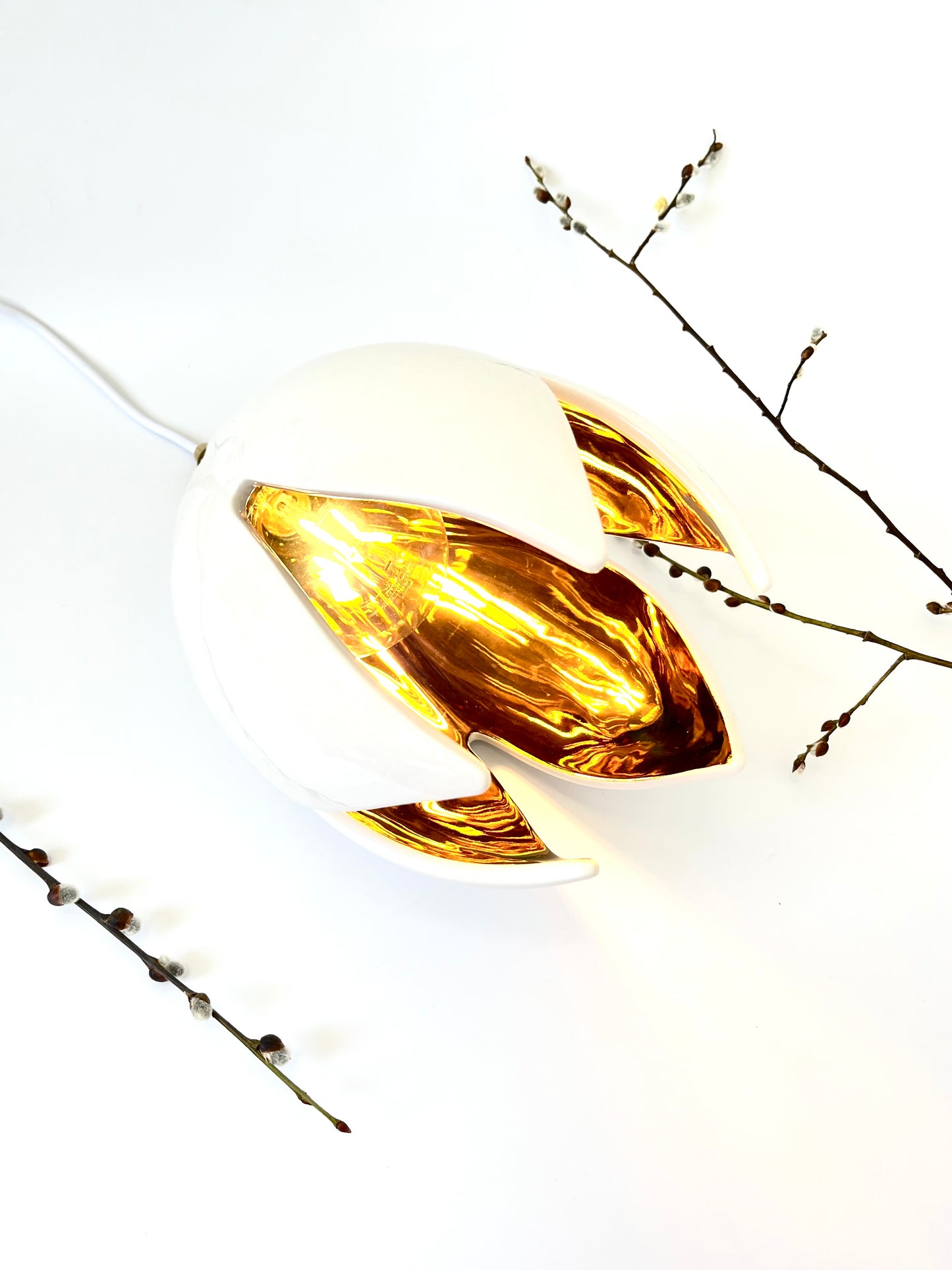 Drop Light - White with Copper Lustre