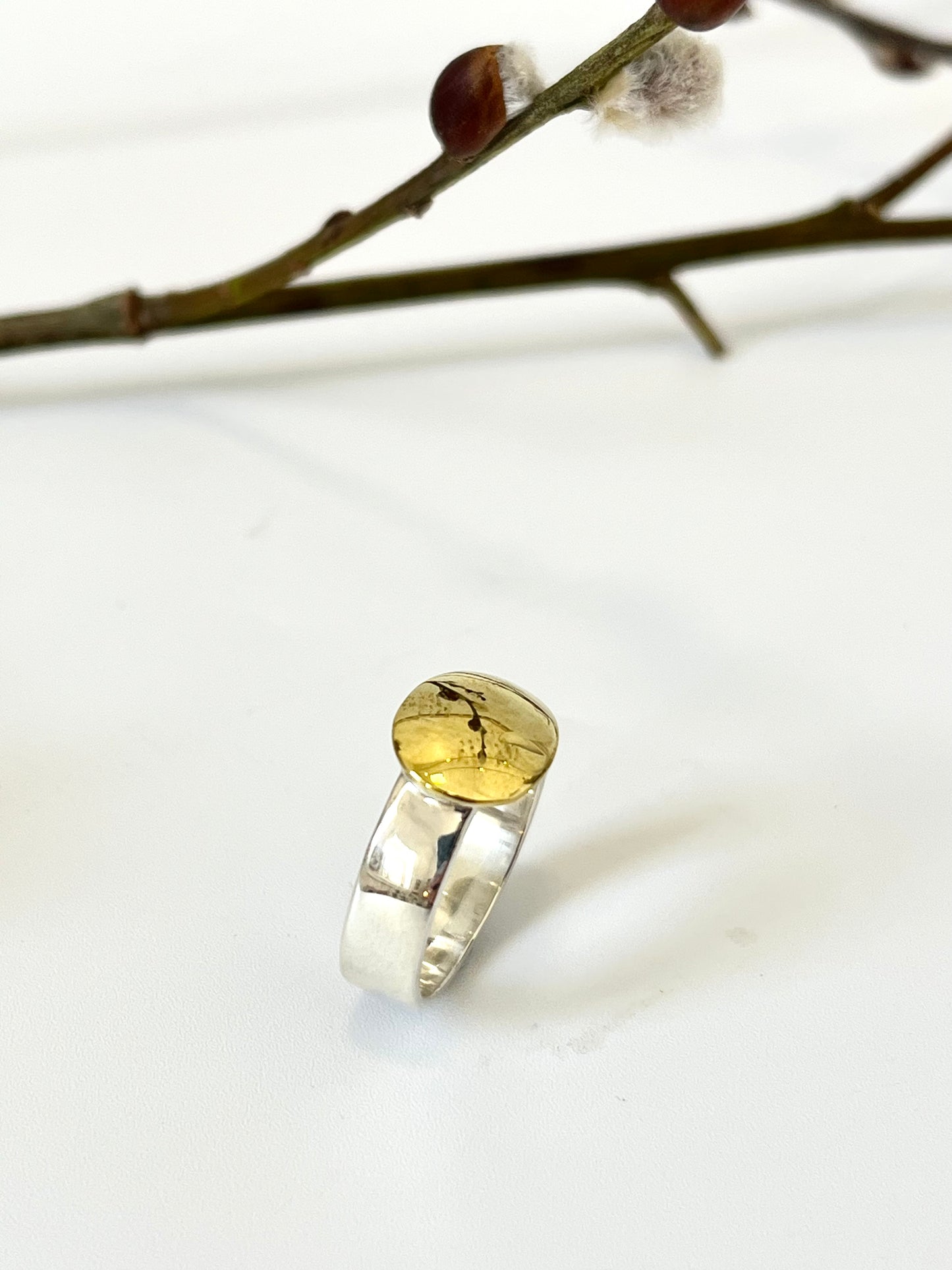 Sterling Silver & Brass Teardrop Ring