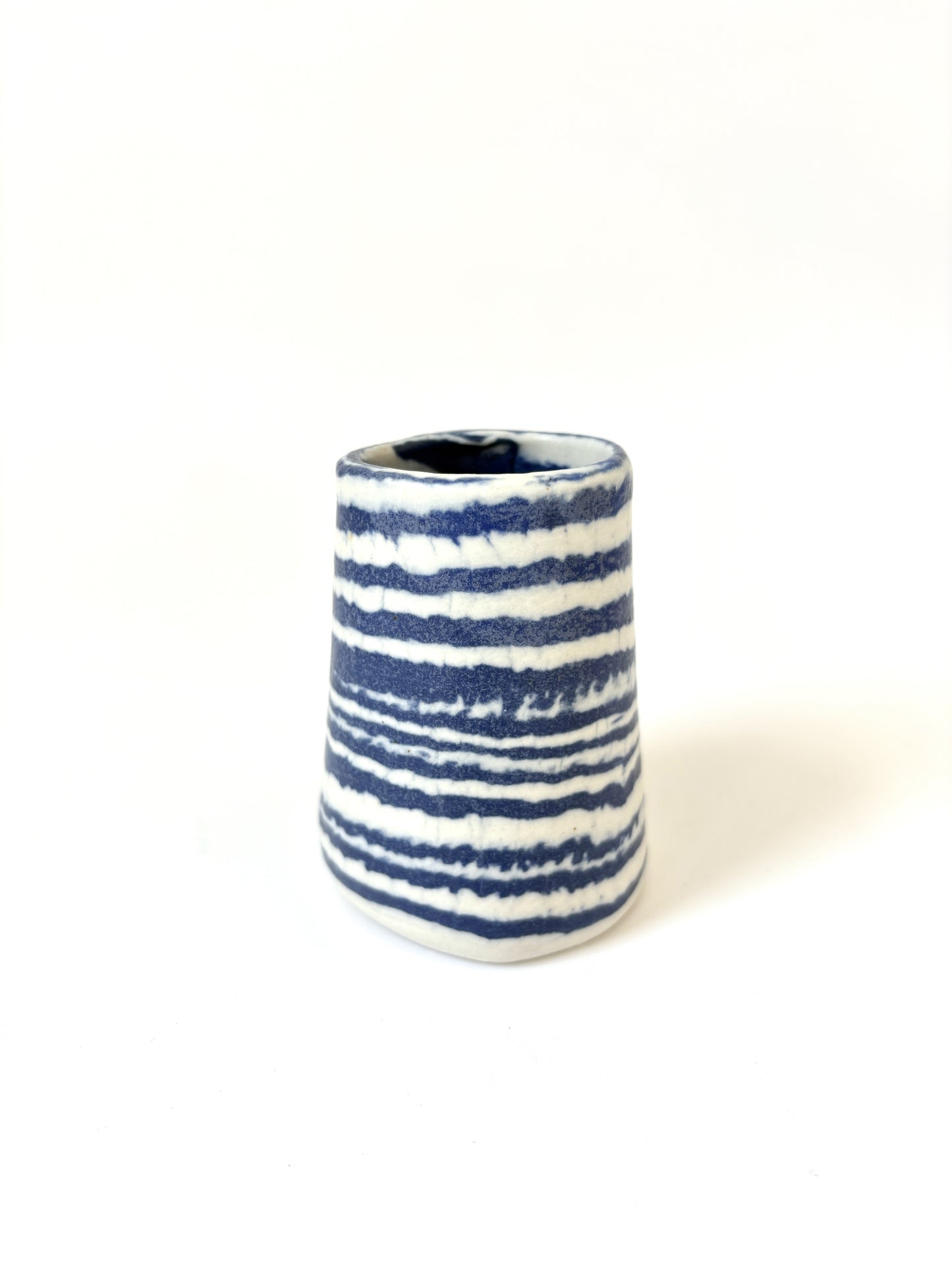 Ceramic Nerikomi Vase - Tiny - Dark Blue Stripe