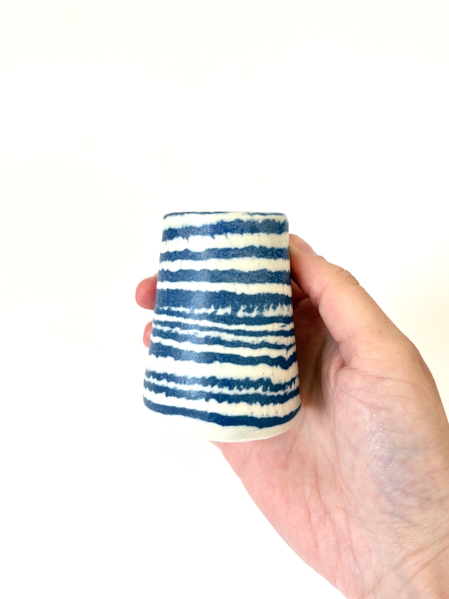 Ceramic Nerikomi Vase - Tiny - Dark Blue Stripe