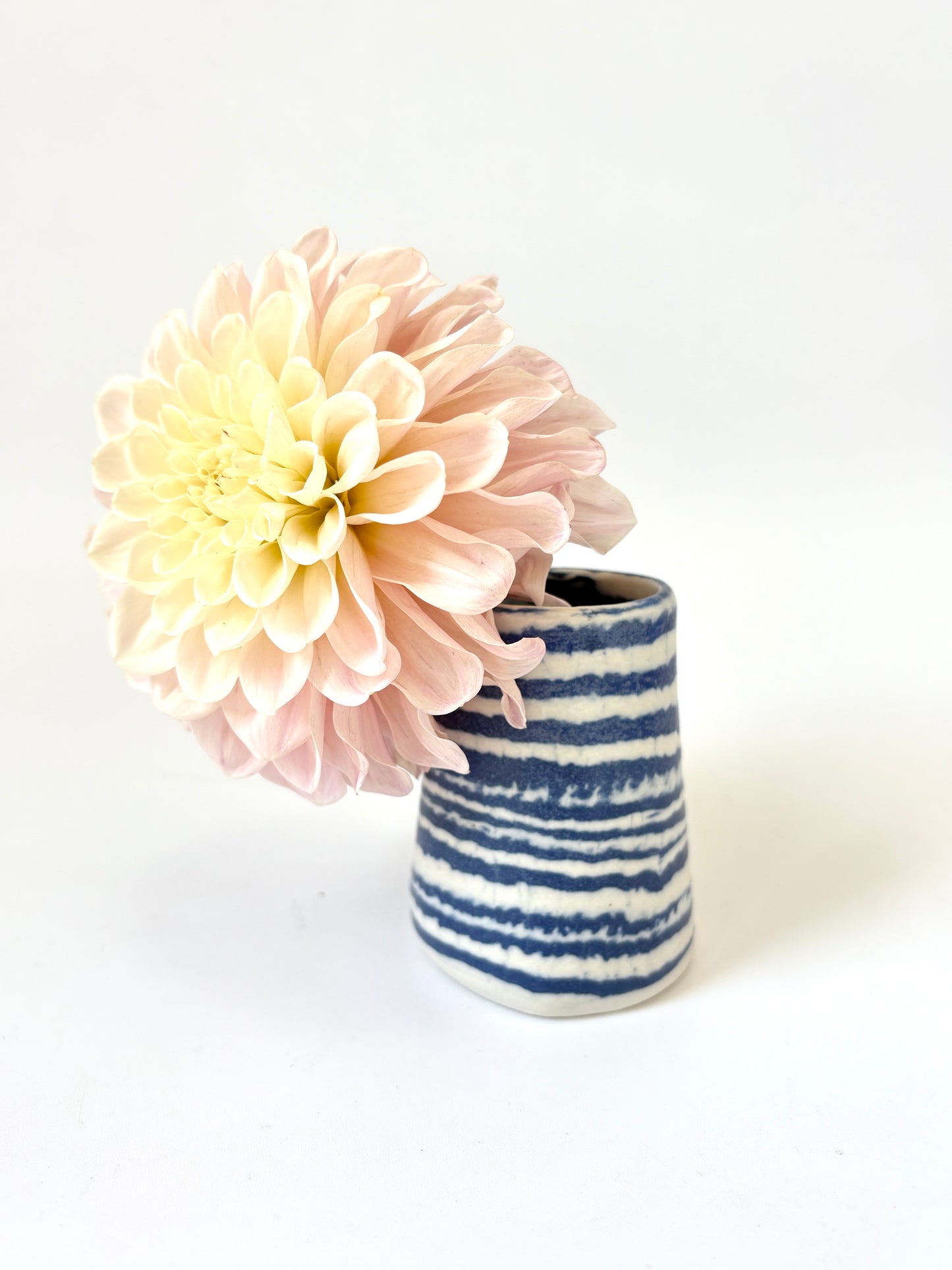 Ceramic Nerikomi Vase - Tiny - Dark Blue Stripe