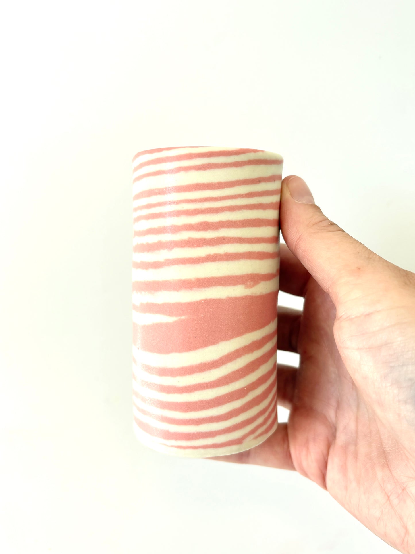 Ceramic Nerikomi Skinny Vase - Small - Pink Stripe