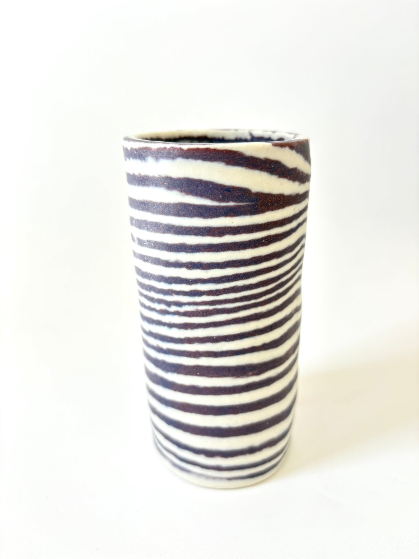 Ceramic Nerikomi Skinny Vase - Medium - Purple Stripe