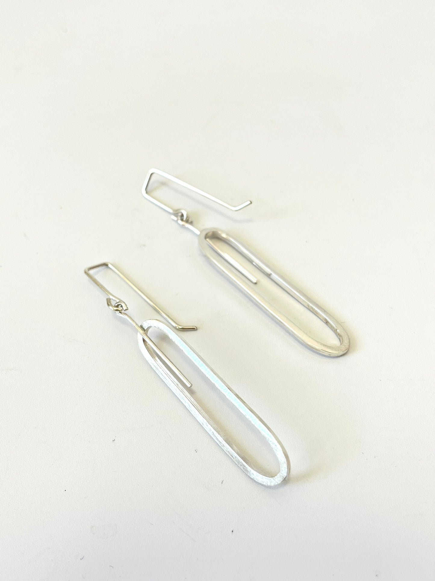 Silver Oblong Earrings with Bar