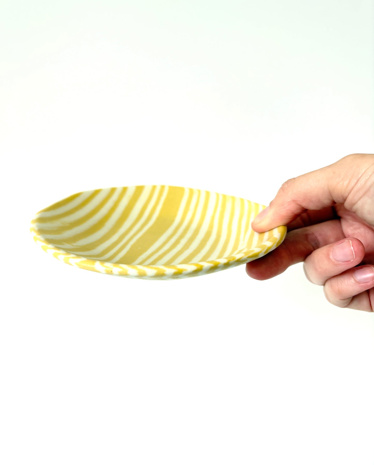 Ceramic Nerikomi Flat Dish - Yellow Stripe