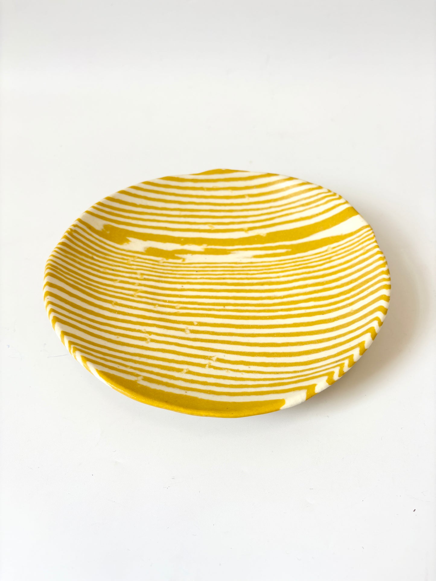 Ceramic Nerikomi Statement Dish - Yellow Stripe