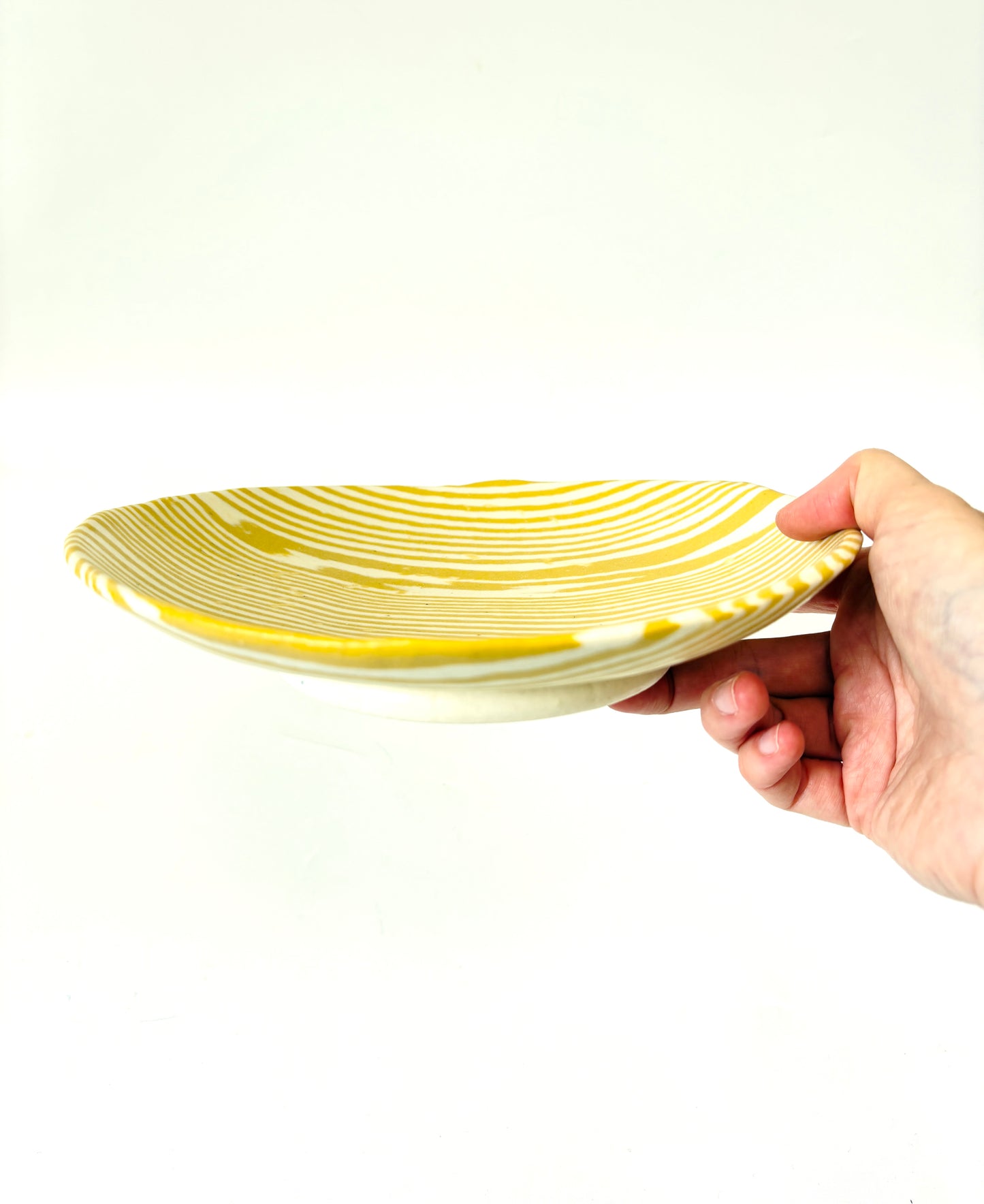 Ceramic Nerikomi Statement Dish - Yellow Stripe