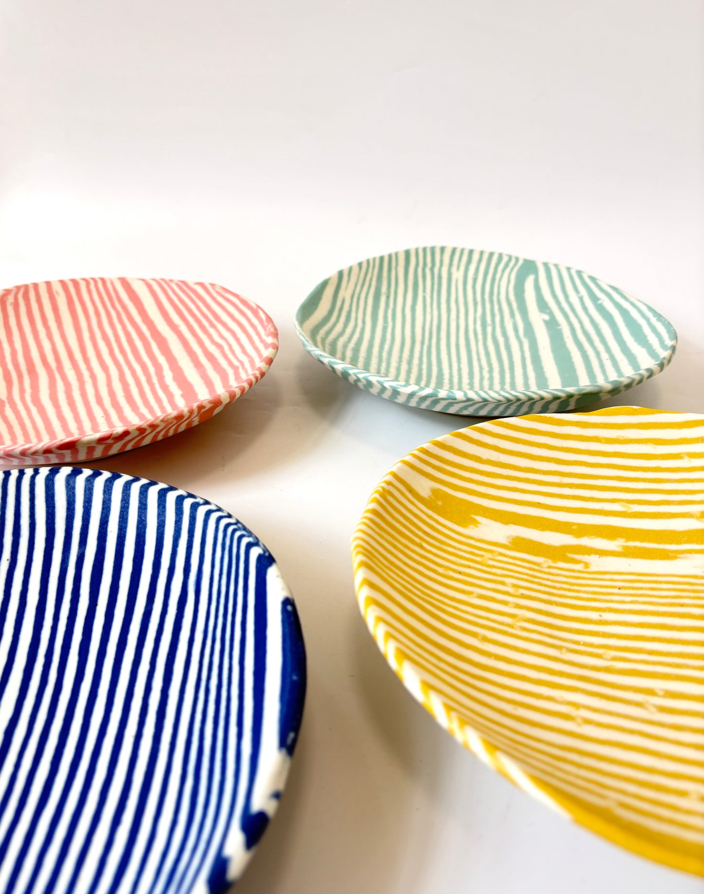 Ceramic Nerikomi Statement Dish - Yellow Stripe