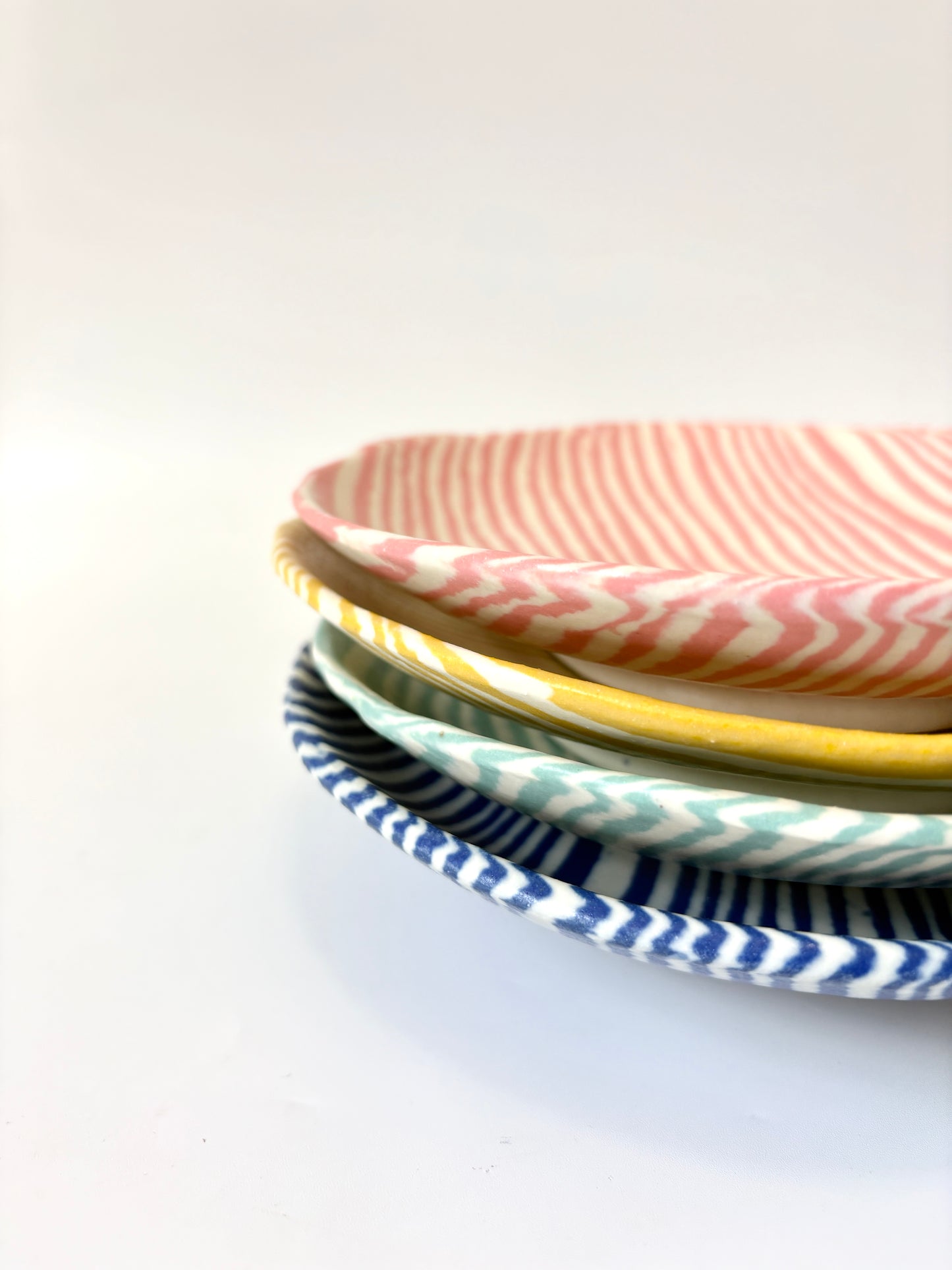 Ceramic Nerikomi Statement Dish - Yellow Stripe