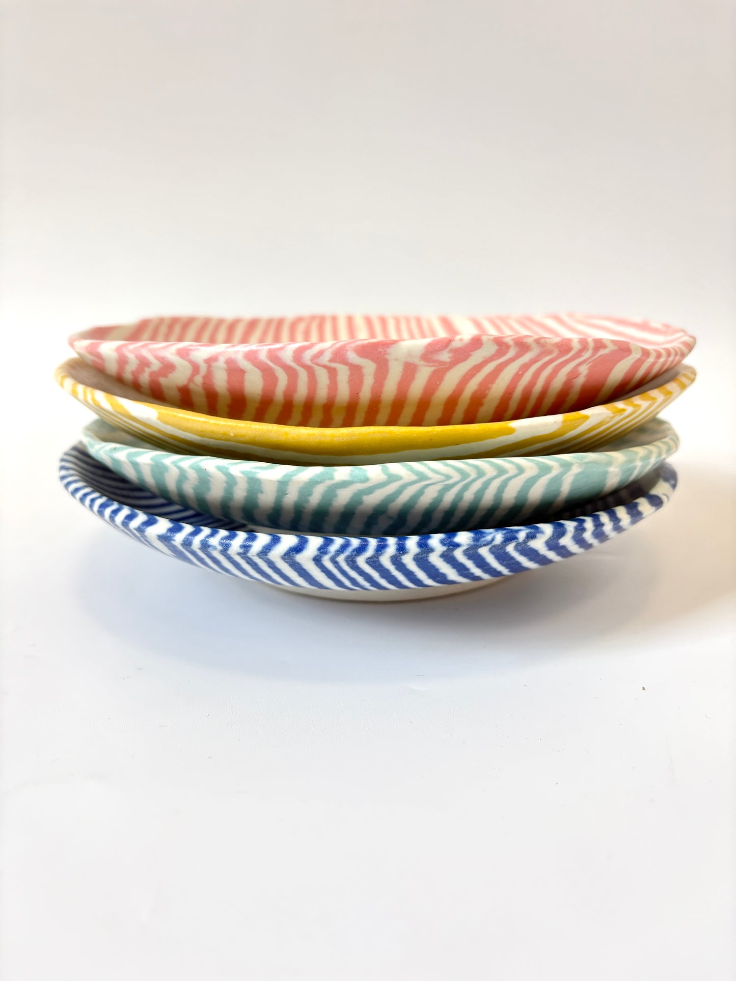 Ceramic Nerikomi Statement Dish - Turquoise Stripe