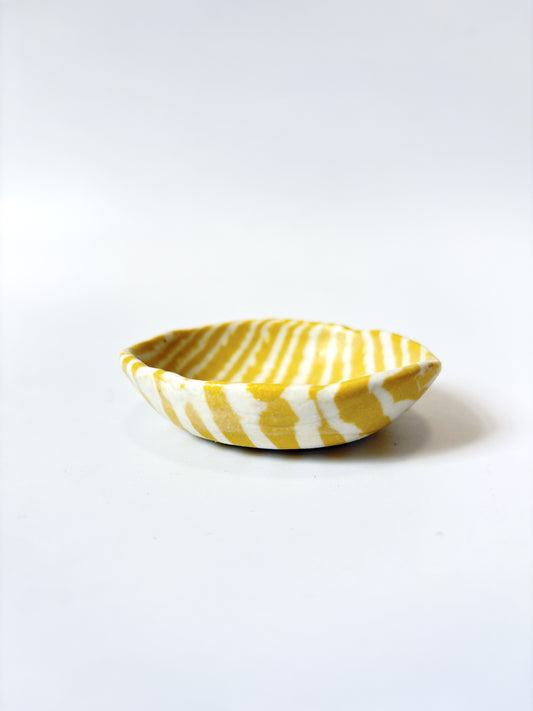 Ceramic Nerikomi Tiny Dish - Yellow Stripe