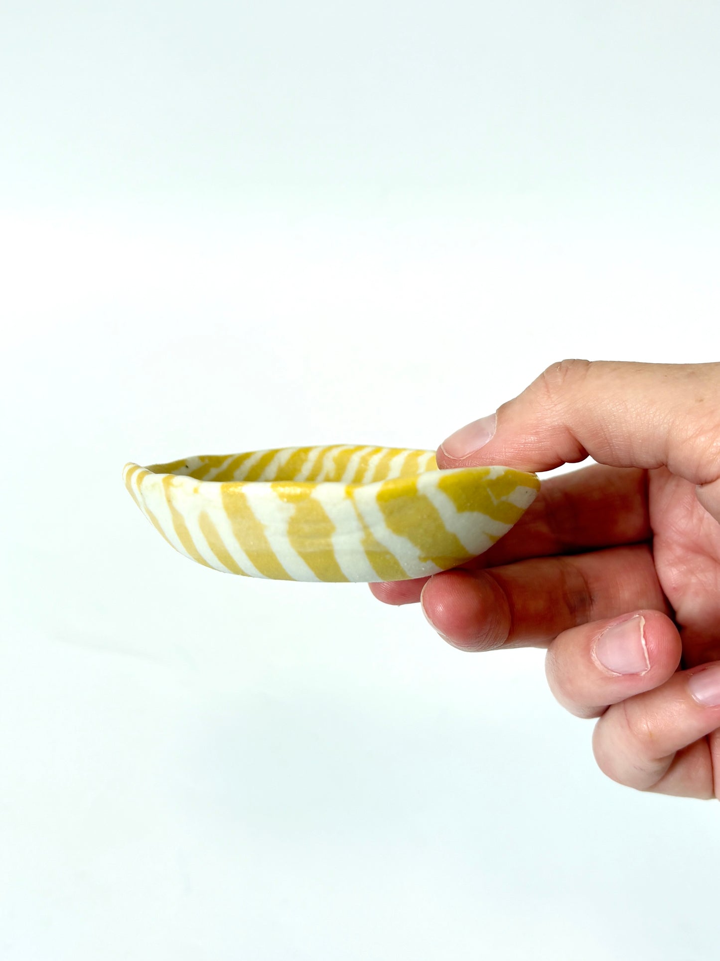Ceramic Nerikomi Tiny Dish - Yellow Stripe