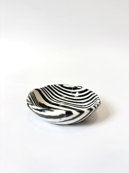 Ceramic Nerikomi Tiny Dish - Black Stripe