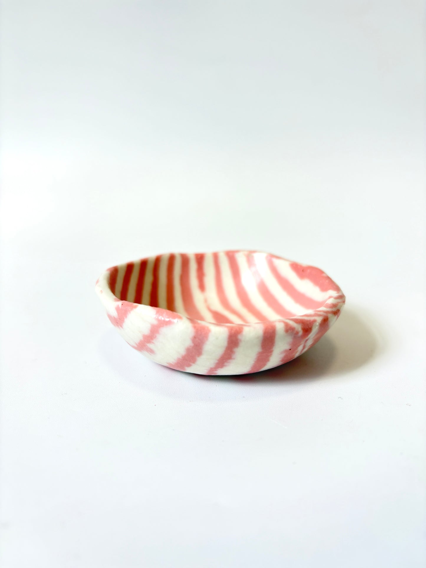 Ceramic Nerikomi Tiny Dish - Pink Stripe