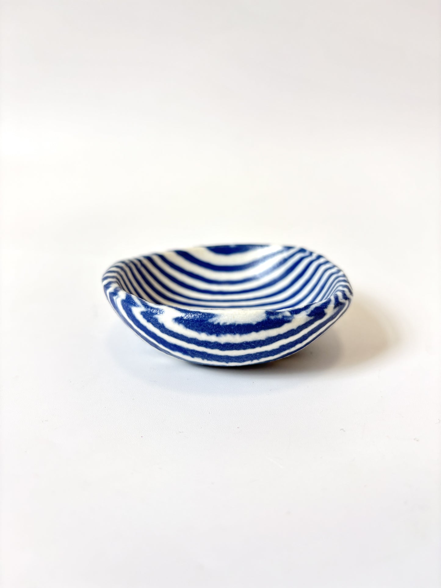 Ceramic Nerikomi Tiny Dish - Dark Blue Stripe