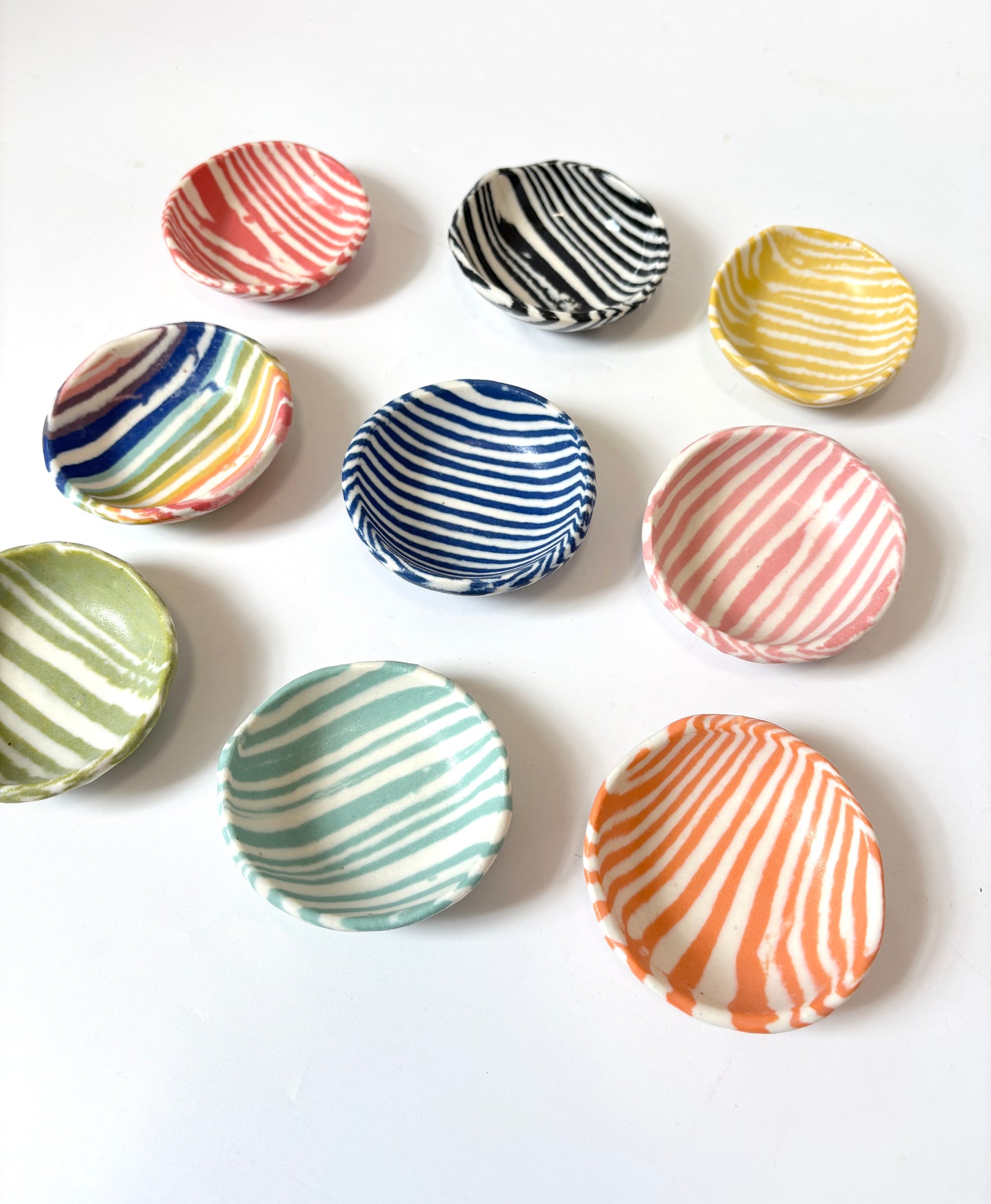 Ceramic Nerikomi Tiny Dish - Pink Stripe