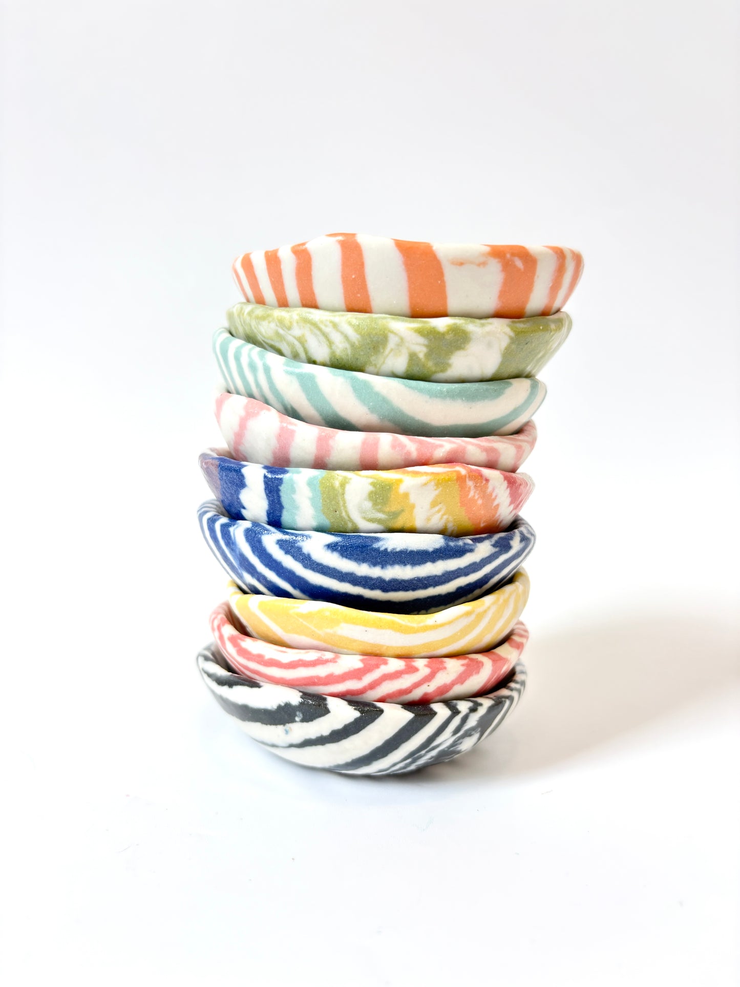 Ceramic Nerikomi Tiny Dish - Pink Stripe