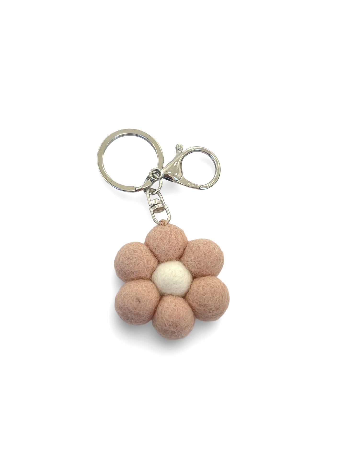 Blush Pink Daisy Felted Wool Keyring/Clip