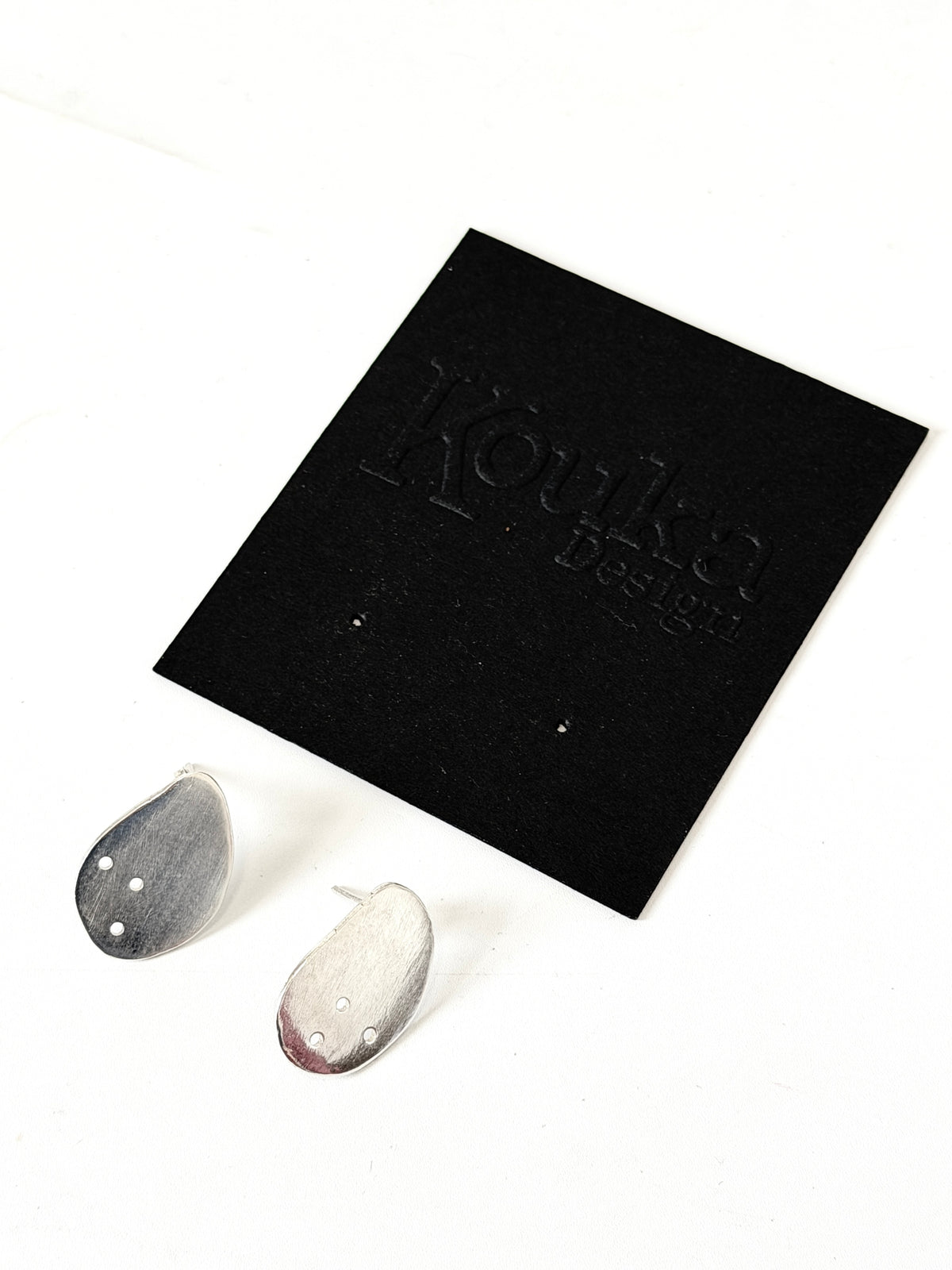 Flat Organic Geo Shape Stud with holes - Stirling Silver earrings by Kouka