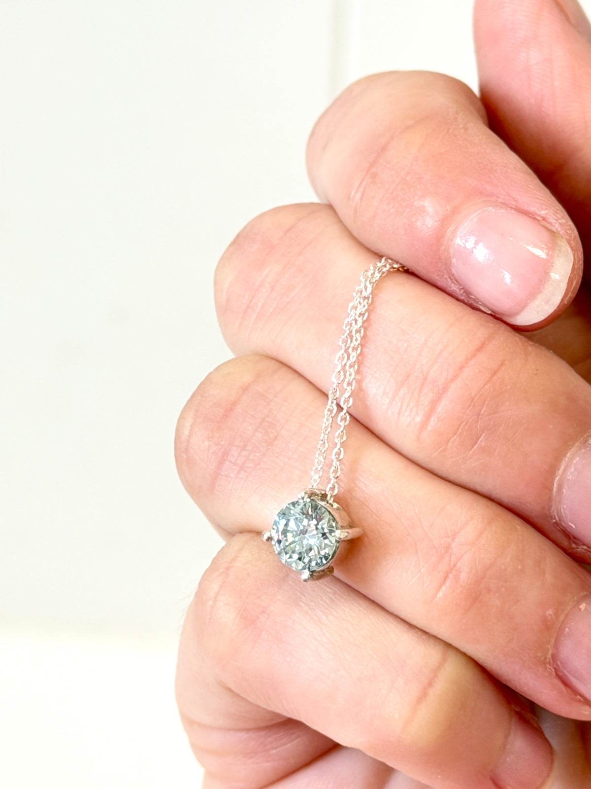 1.0ct Blue Moissainte and Silver Necklace (CI.9)