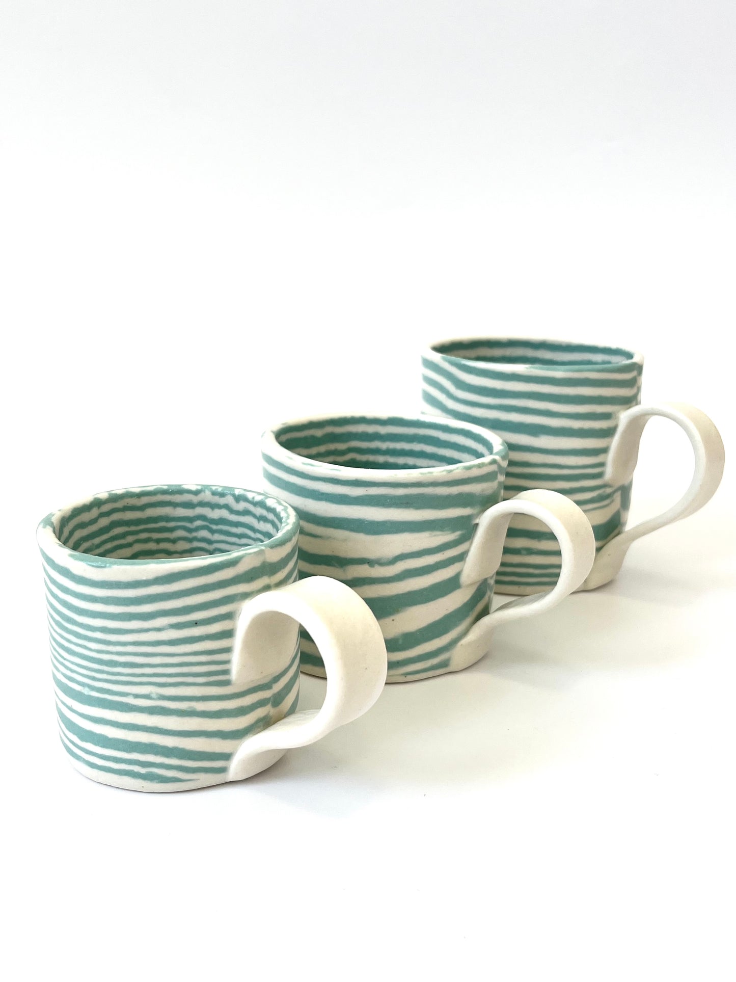 Ceramic Nerikomi Mug - Small - Turquoise Stripes