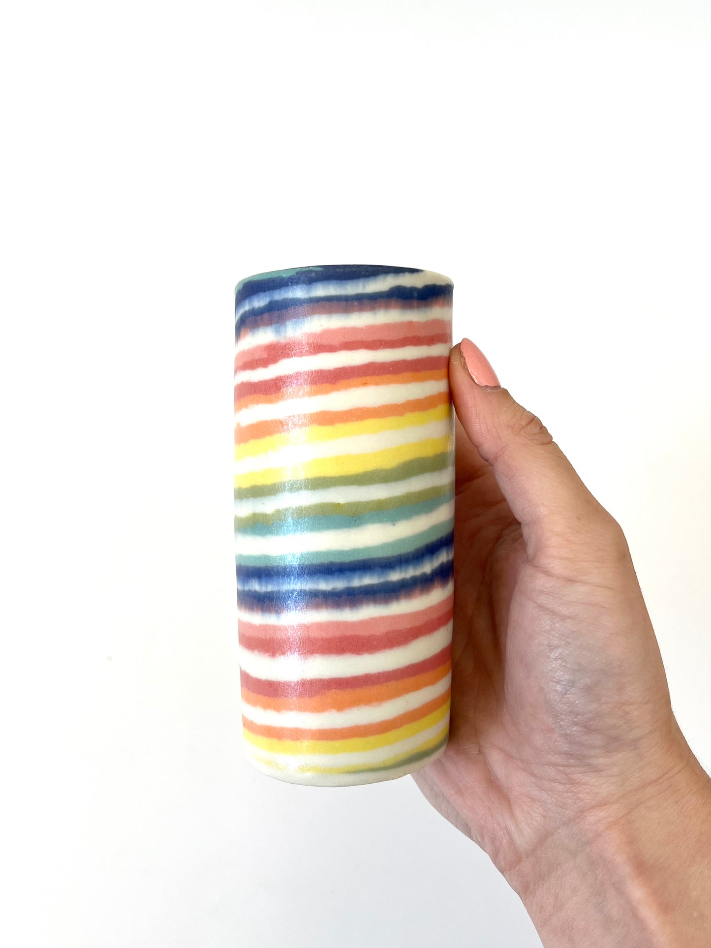 Ceramic Nerikomi Skinny Vase - Tiny - Rainbow Stripe