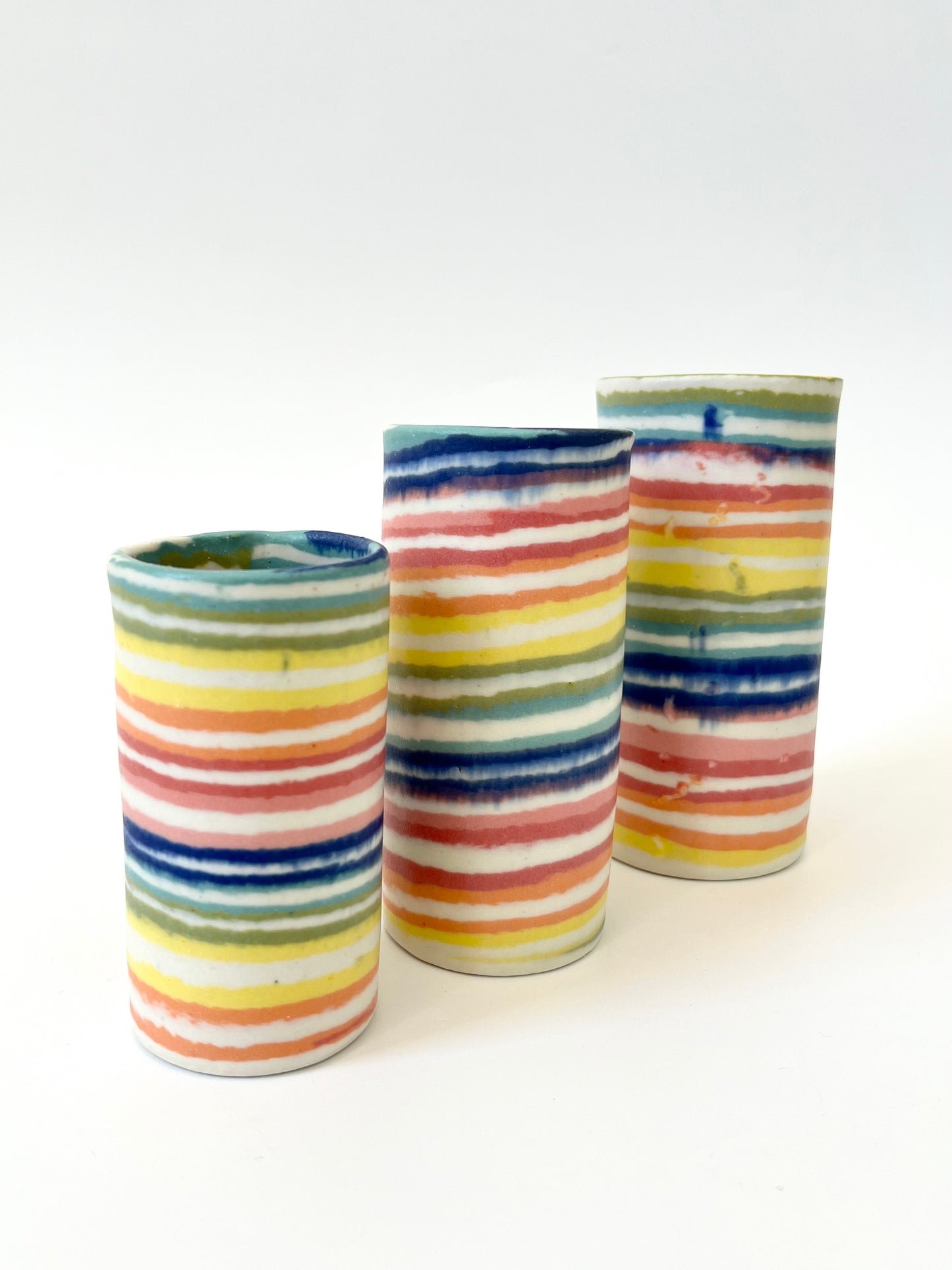 Ceramic Nerikomi Skinny Vase - Small - Rainbow Stripe