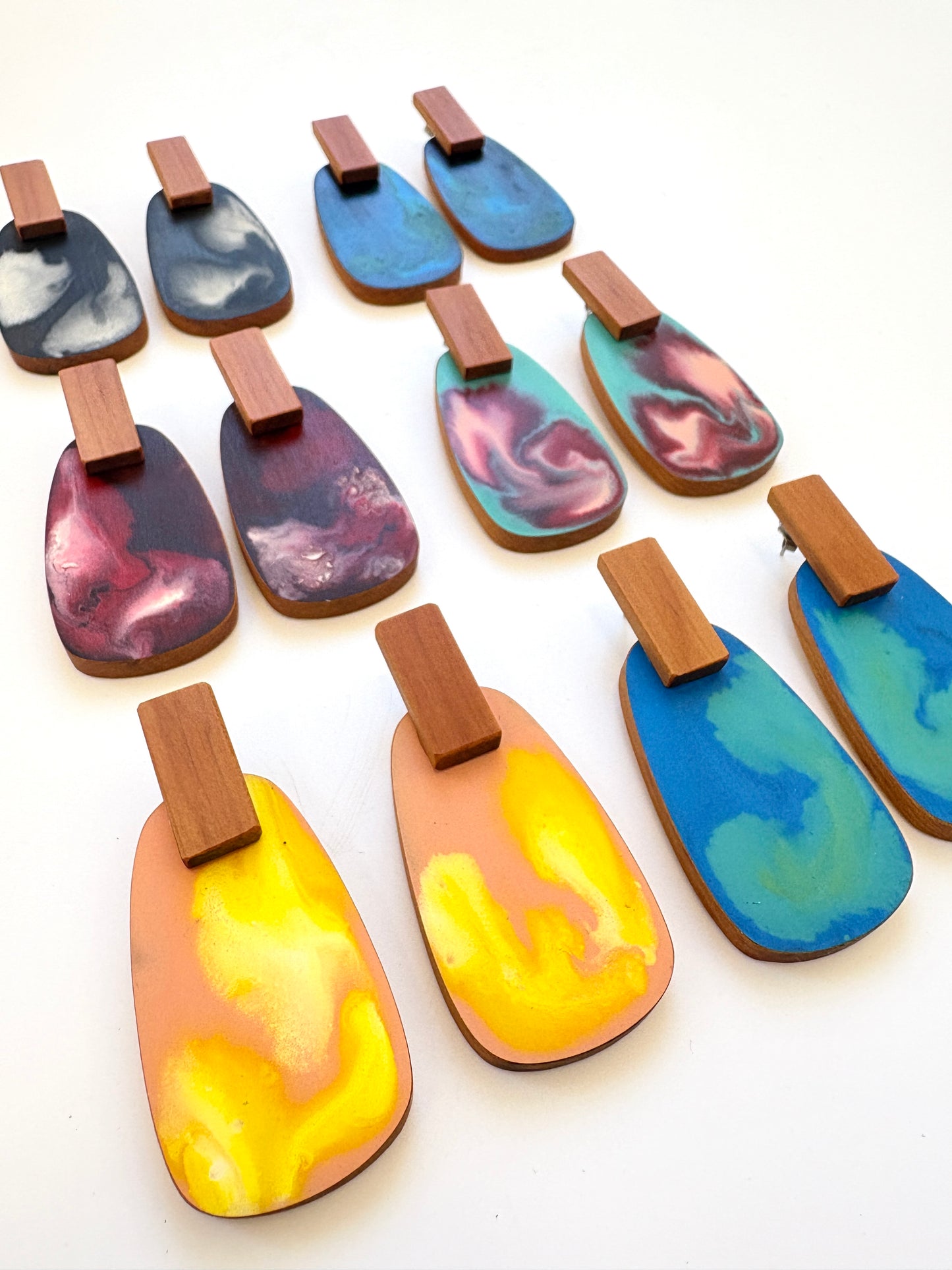 Peach / Yellow Native Timber Swirl Earrings