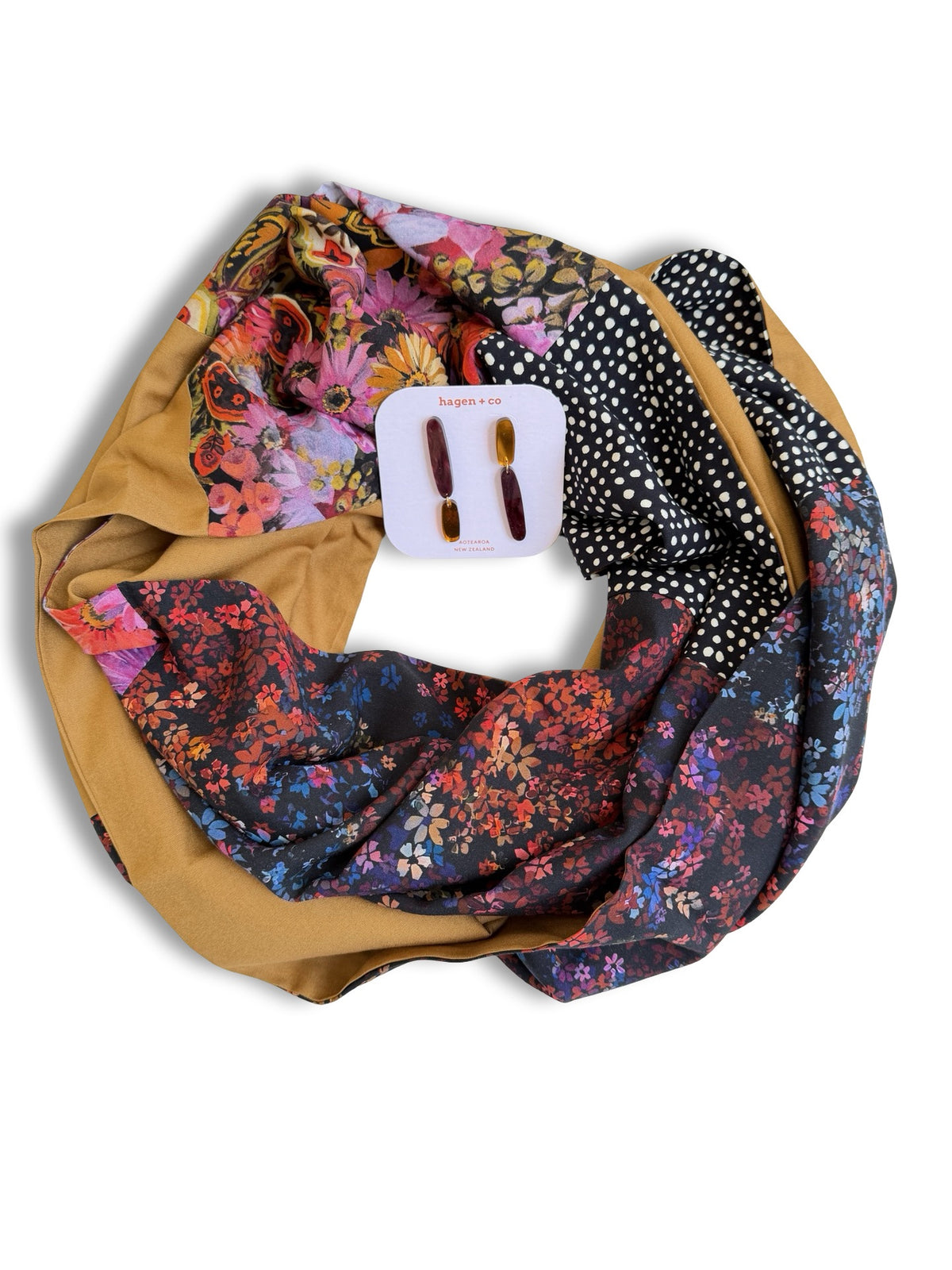 Infinity Scarf - Jewel Petals / Ochre
