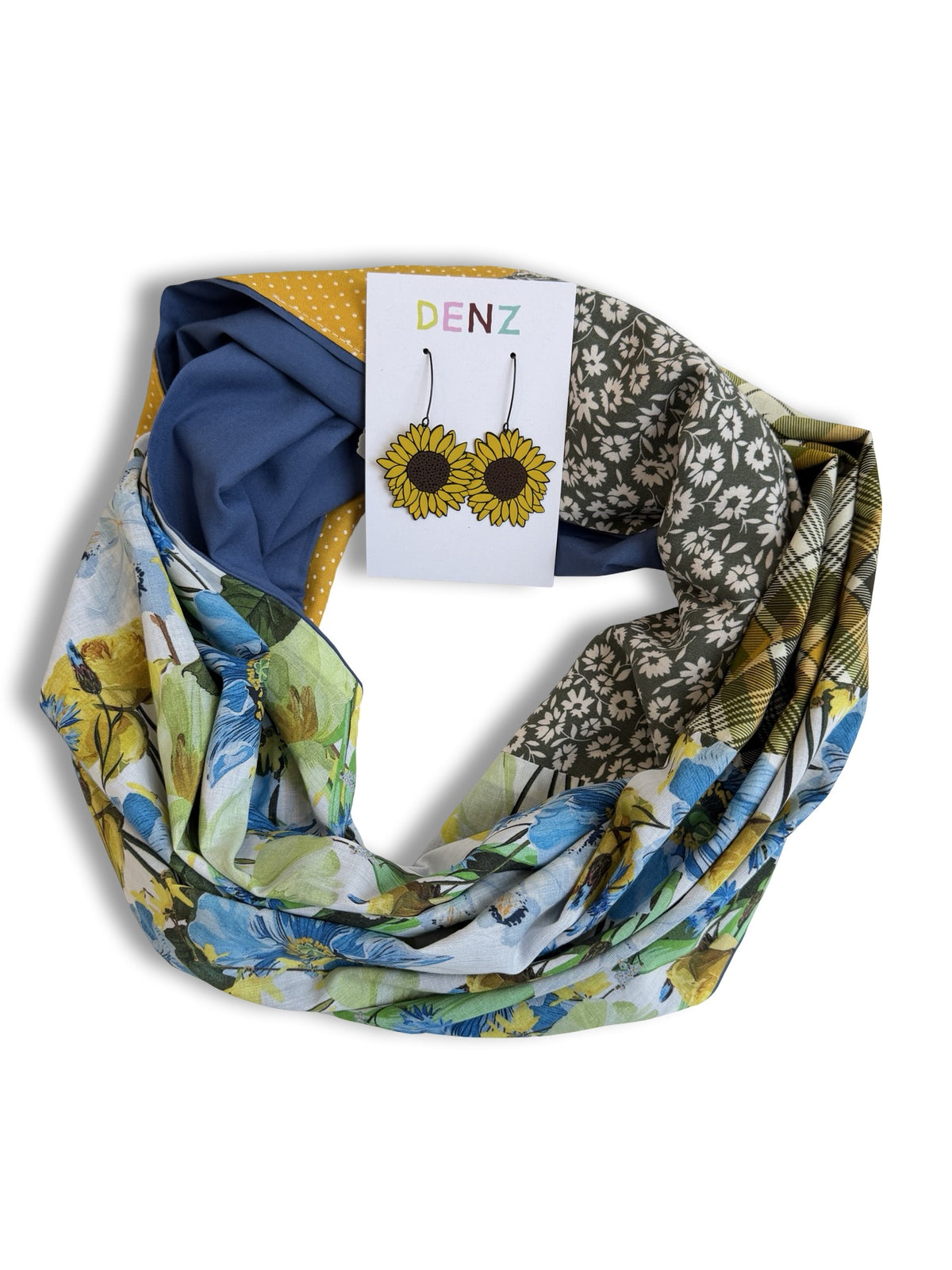 Infinity Scarf - Yellow Petals / Mid Blue