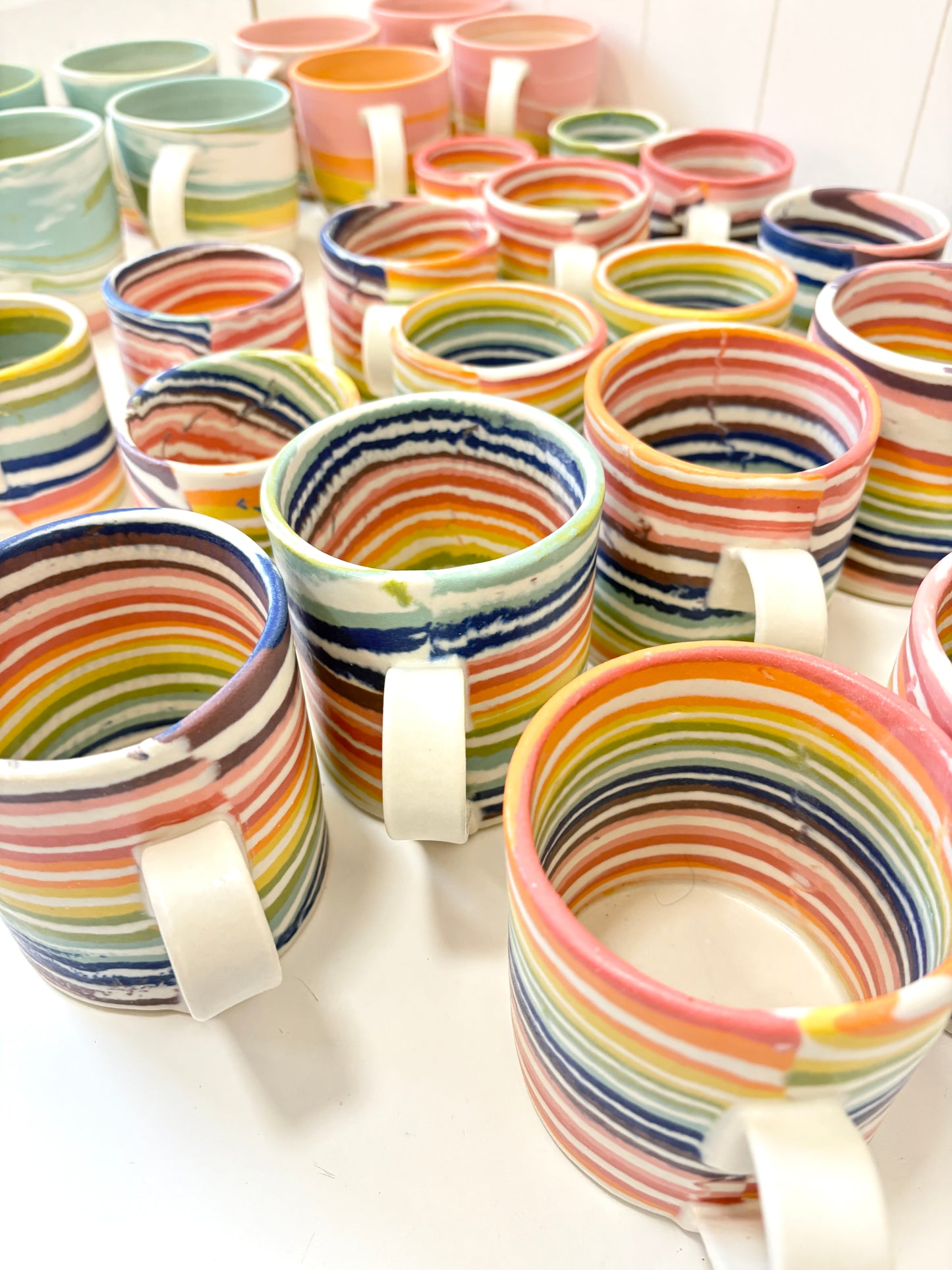 Ceramic Nerikomi Mug - Small - Rainbow Stripes