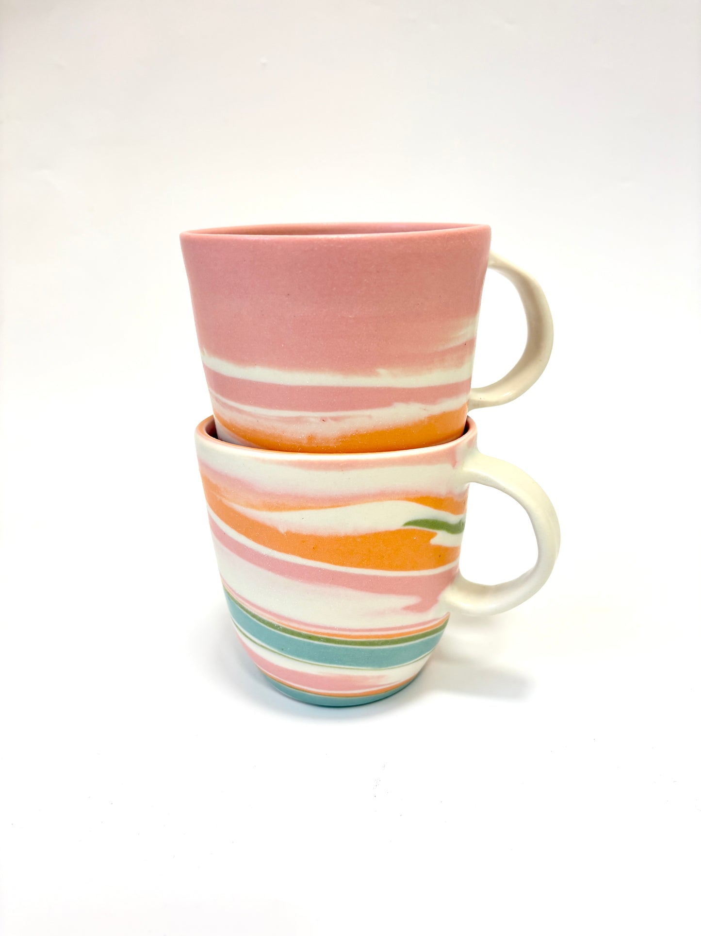 Ceramic Thrown Mug - Tall - Pink Rainbow