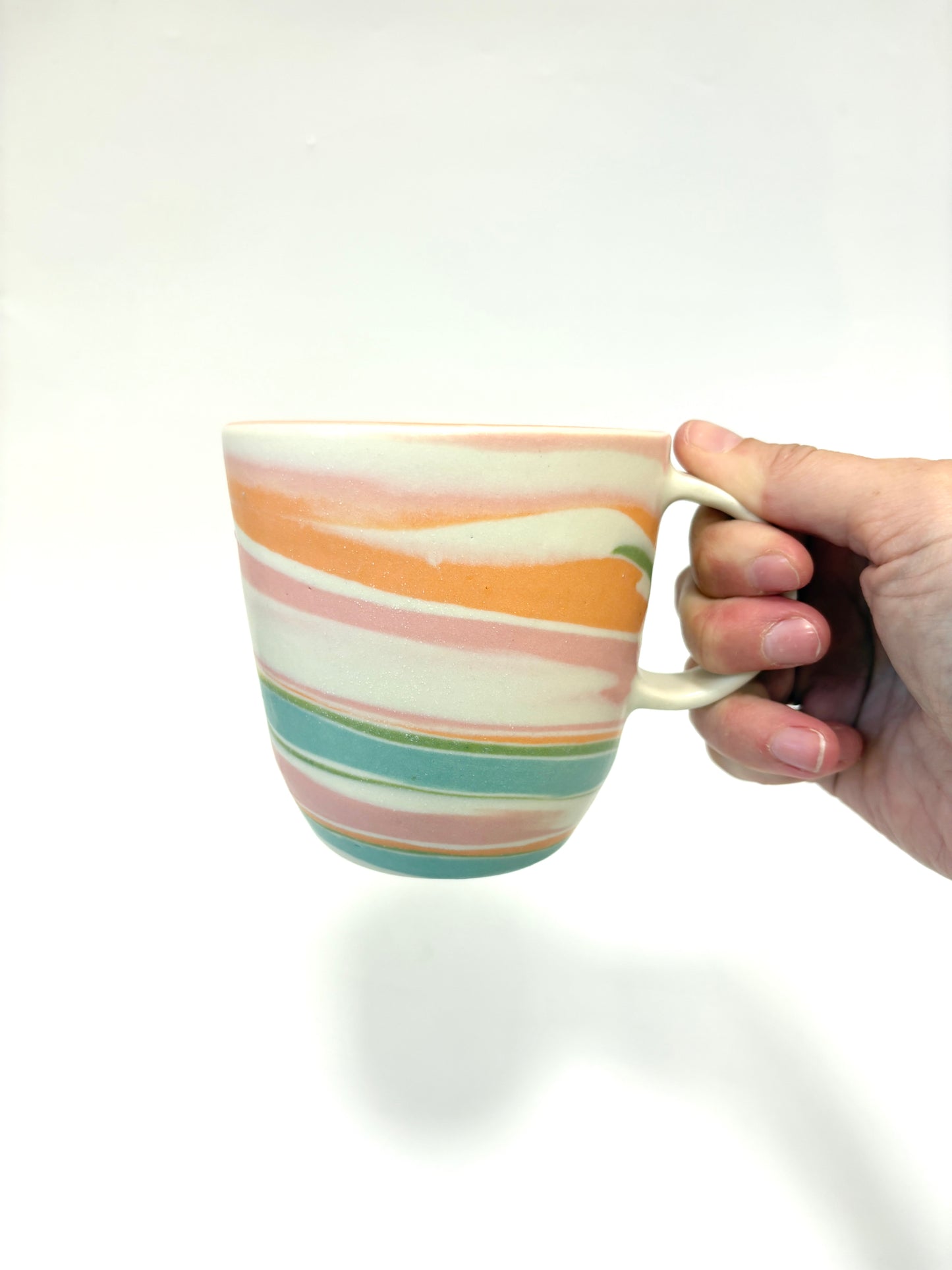 Ceramic Thrown Mug - Tall - Pink Rainbow