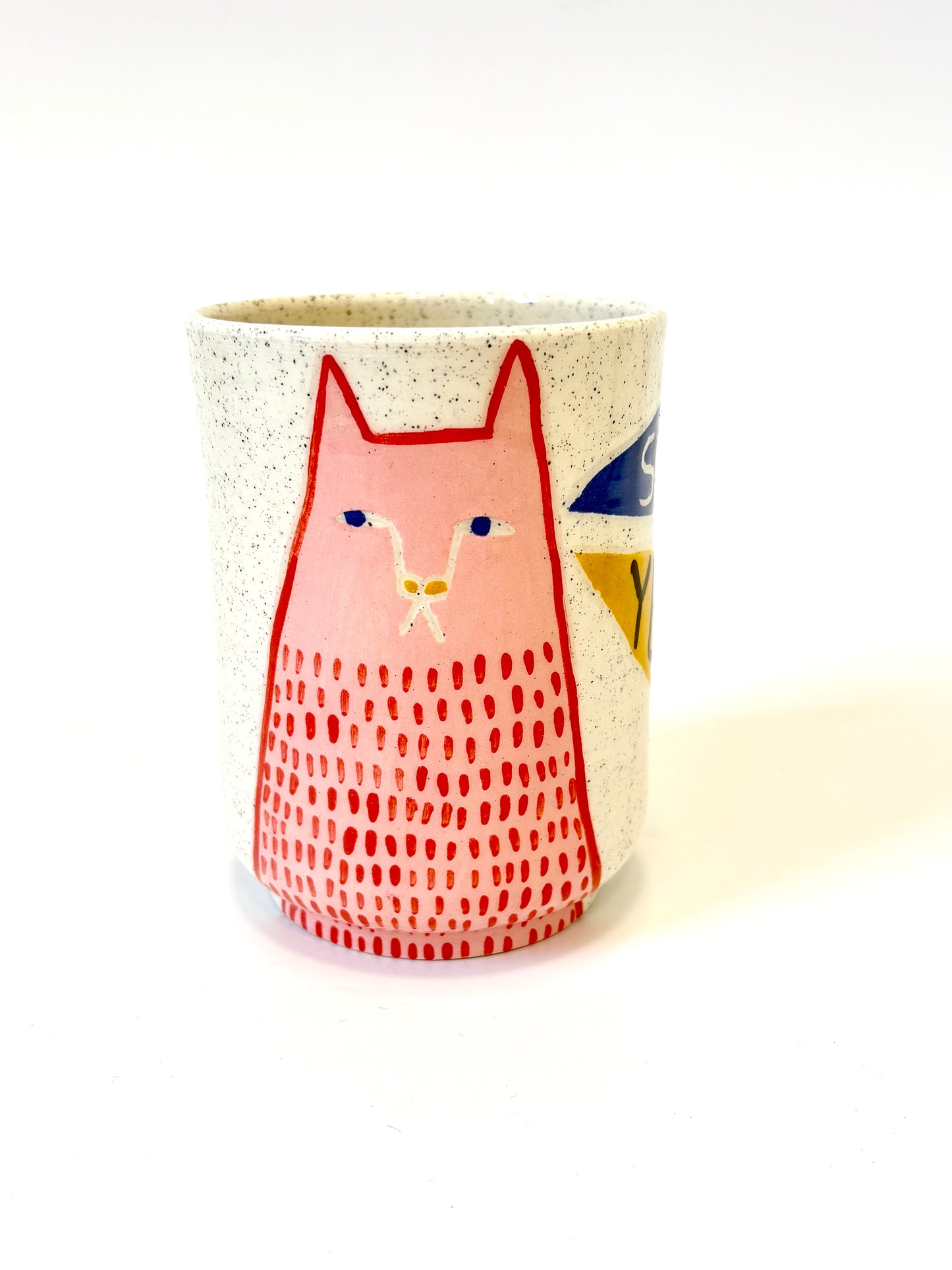 Ceramic Cup by Studio Soph - "SHIT YEAH" with Pink/Red Cat