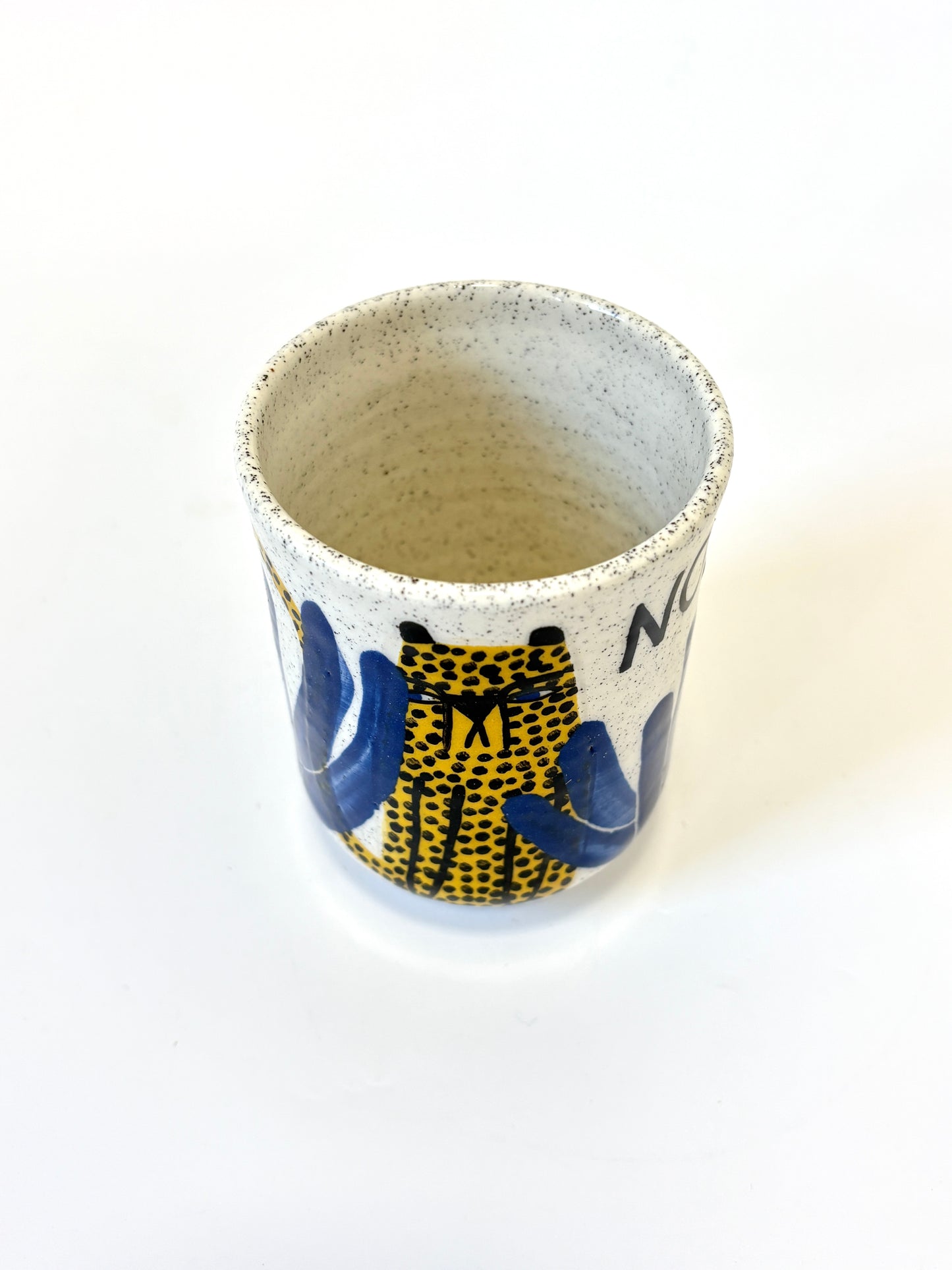 Ceramic Cup by Studio Soph - "NO." Yellow Cheetah