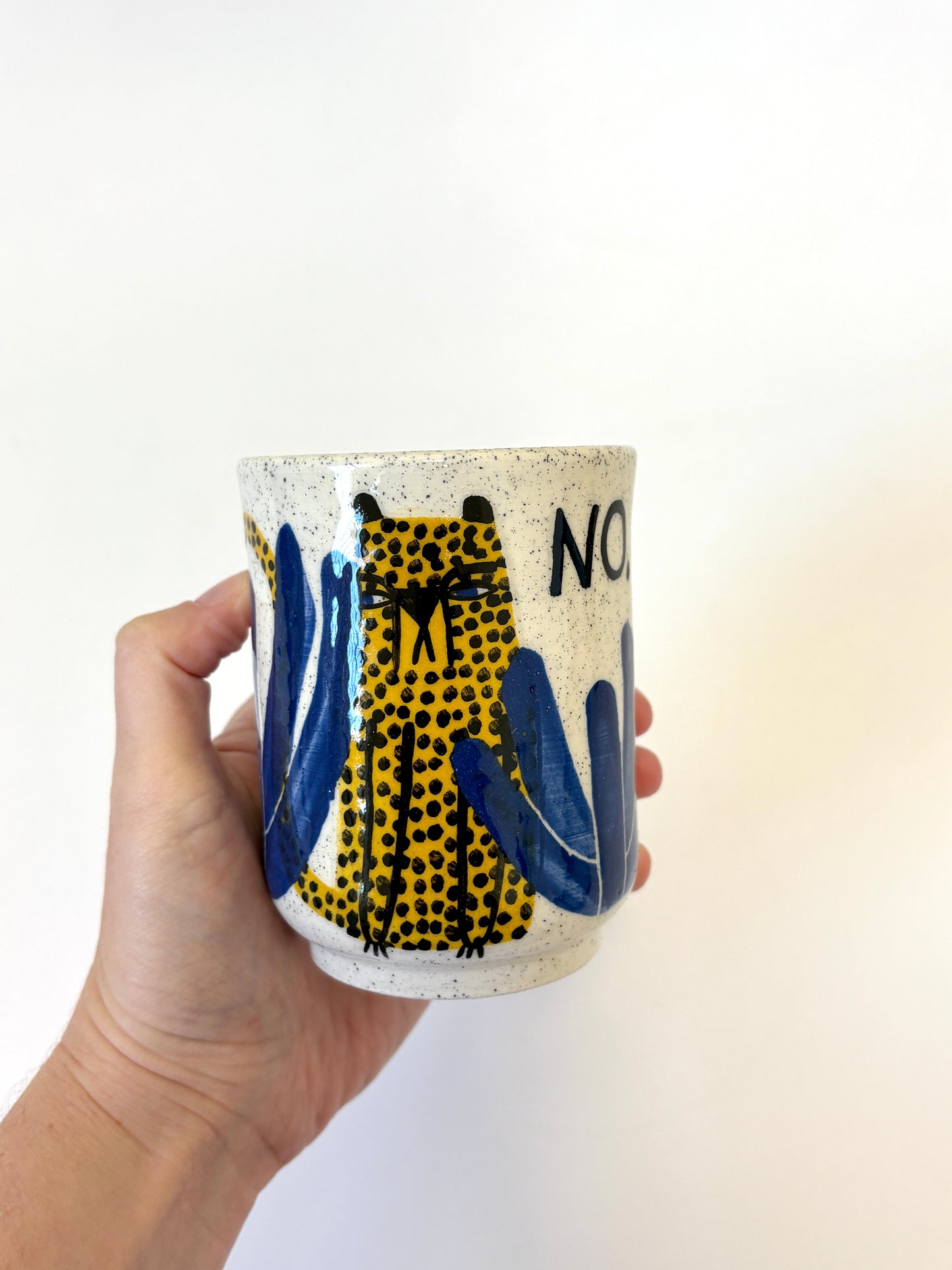Ceramic Cup by Studio Soph - "NO." Yellow Cheetah
