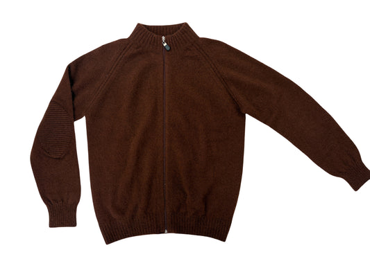 Possum Merino Men's Patch Jacket - Russet - Full zip