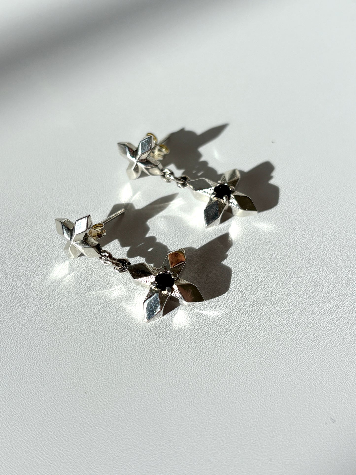 Lucent Stud Earrings with Black Spinel by Holly howe