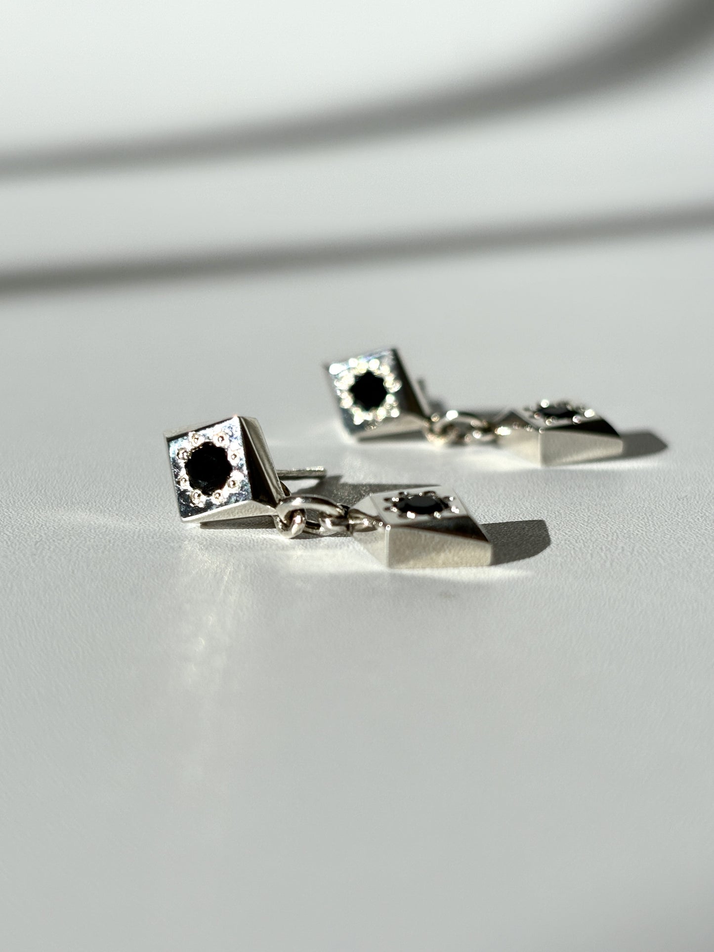 Duo Daisy Cluster Stud Earrings with Black Spinel