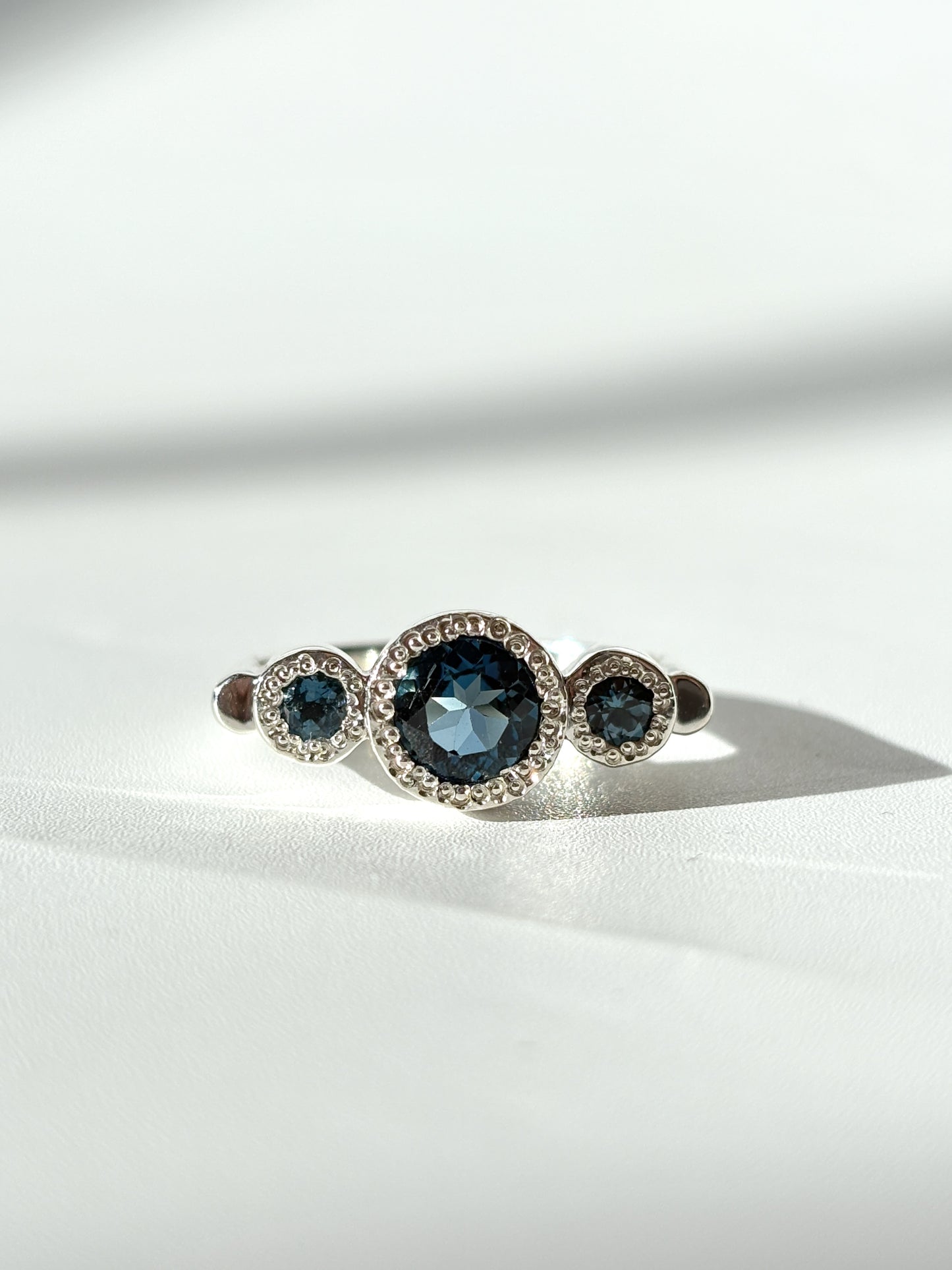 Flock Ring, Sterling Silver & London Blue Topaz: Size R
