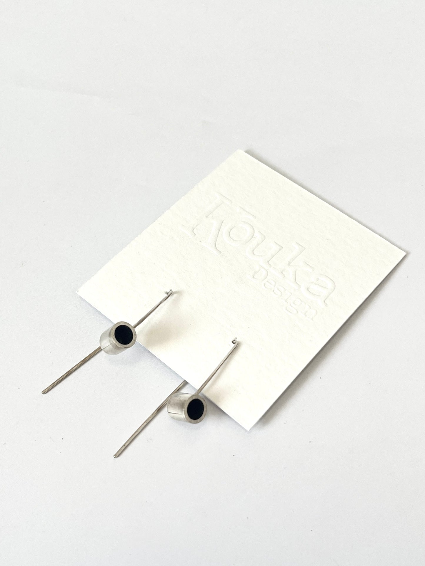 Silver Cup Earrings with Oxidised Centre Piece