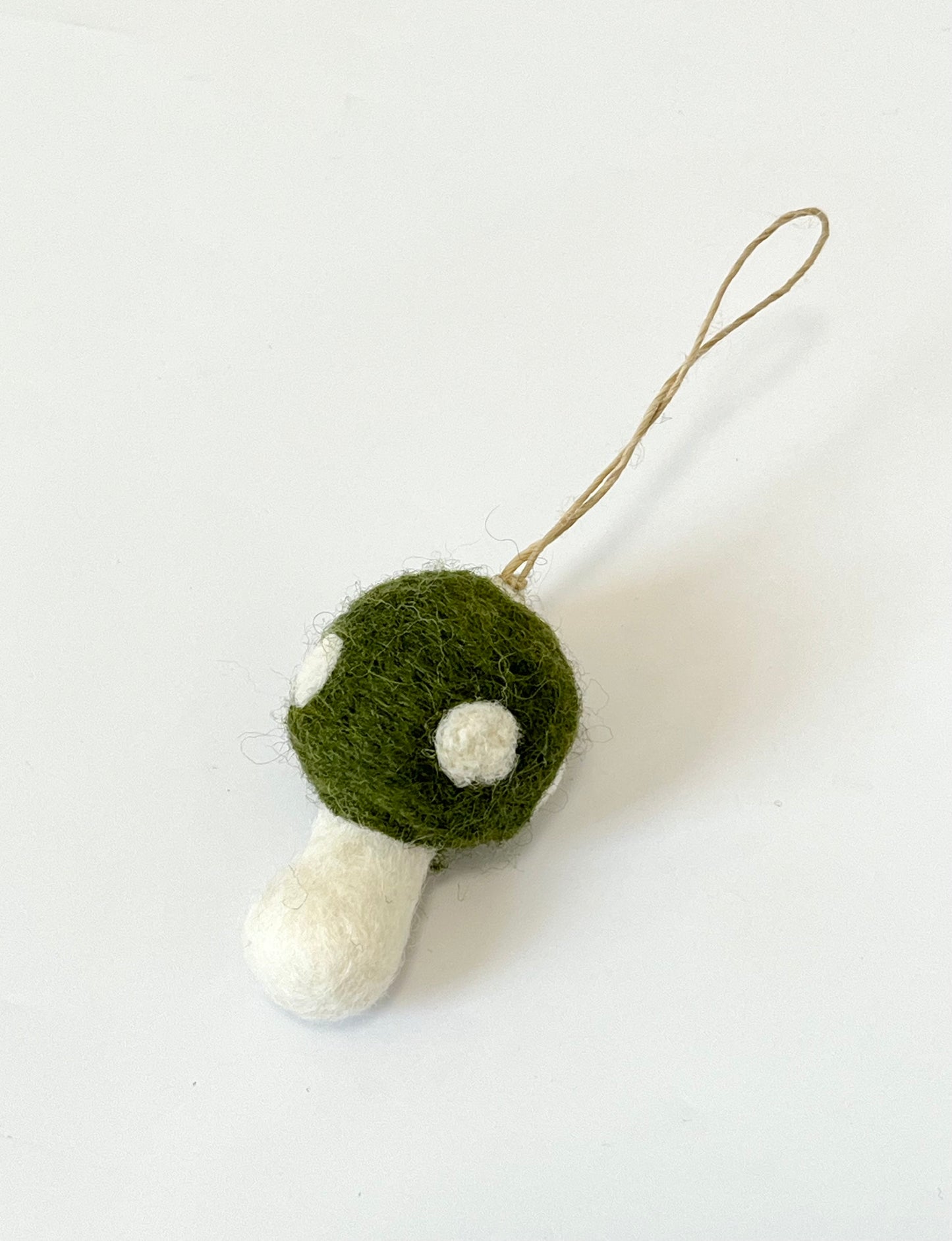 Felted Christmas Mushroom Ornament - Green